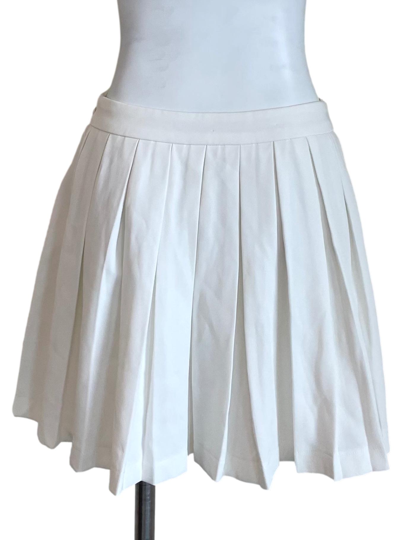 White Pleated Mini Skirt