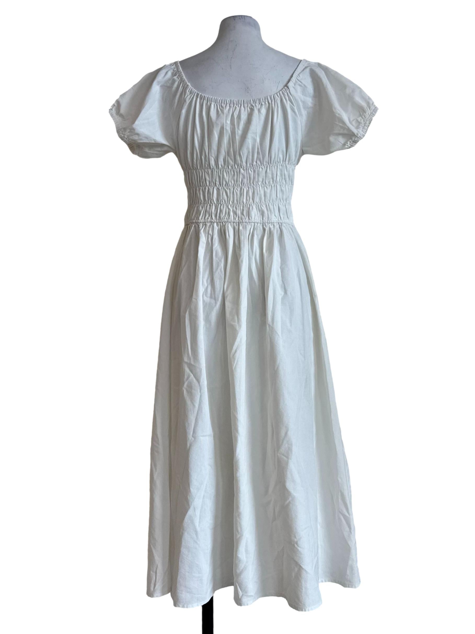 Icy White Queen Anne Neck Dress