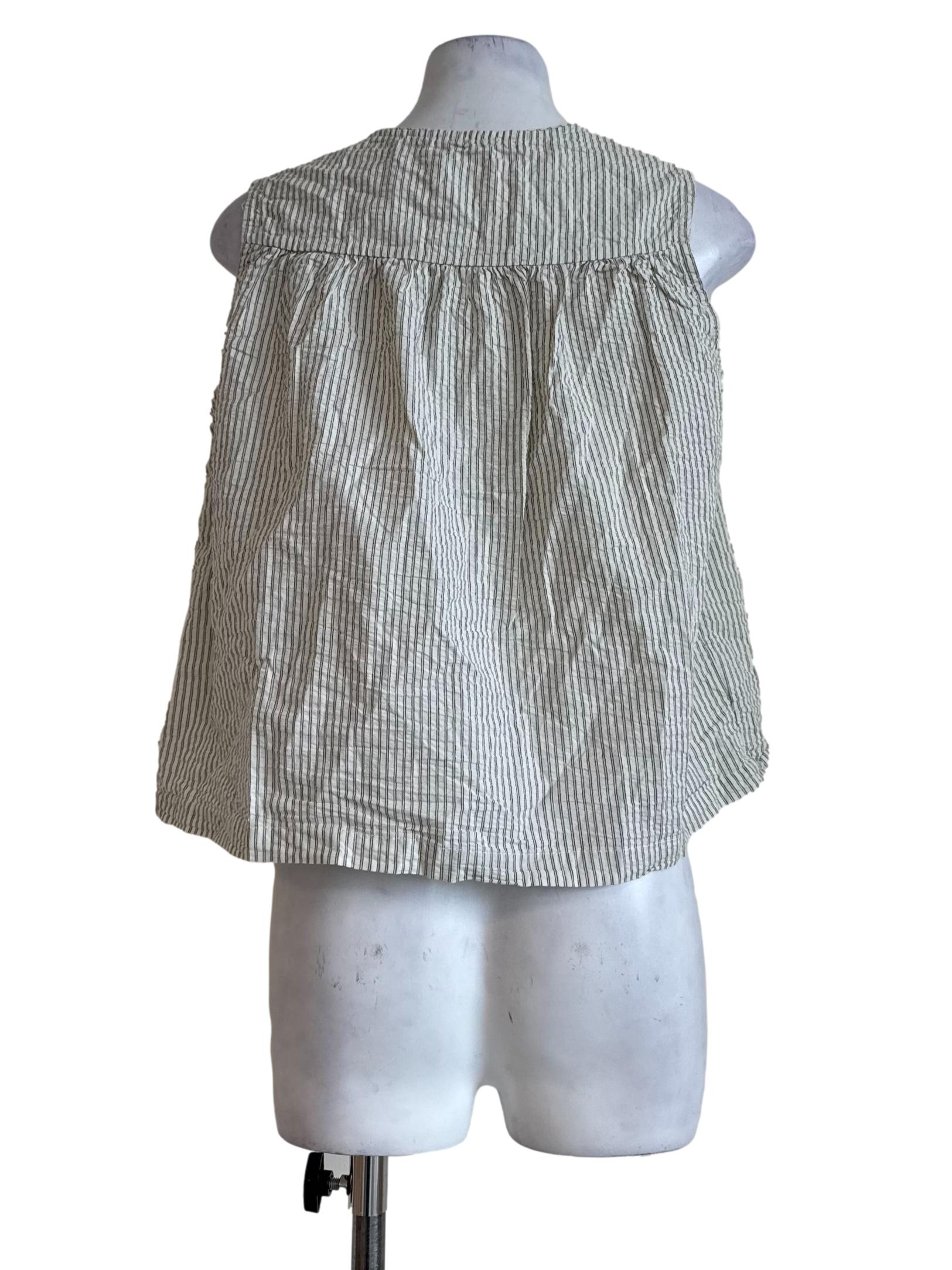 Beige Stripes Round Neck Top