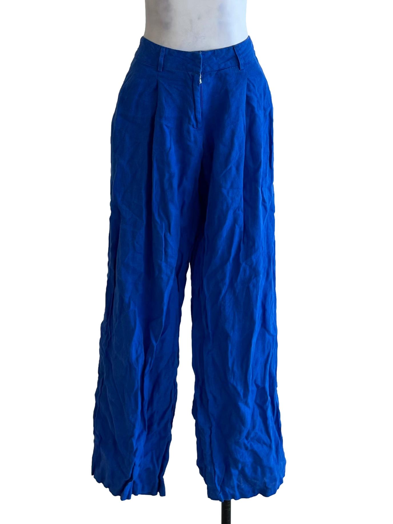 Cobalt Blue Plain Formal Pants
