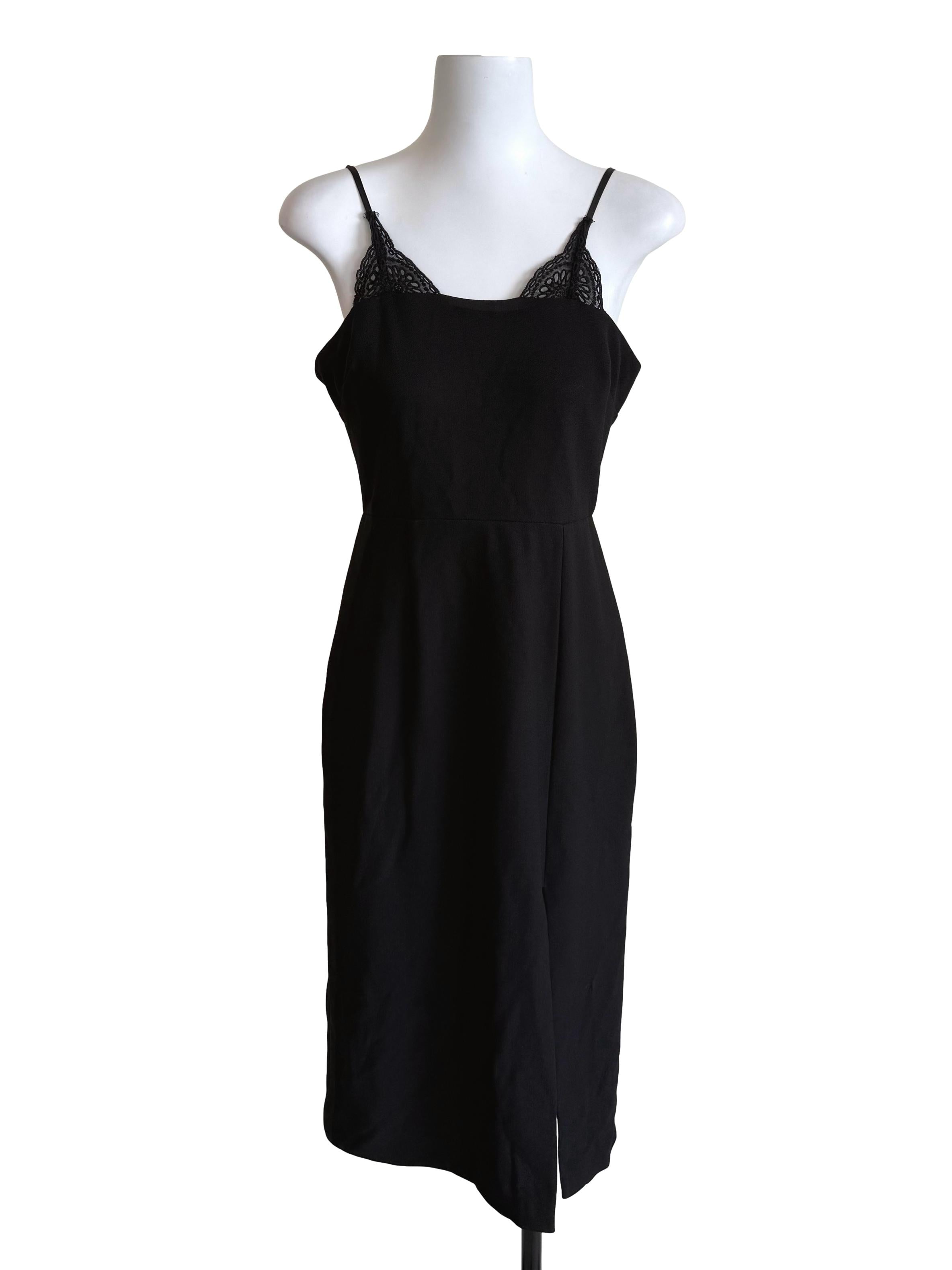 Black Lace Straps Slip Dress