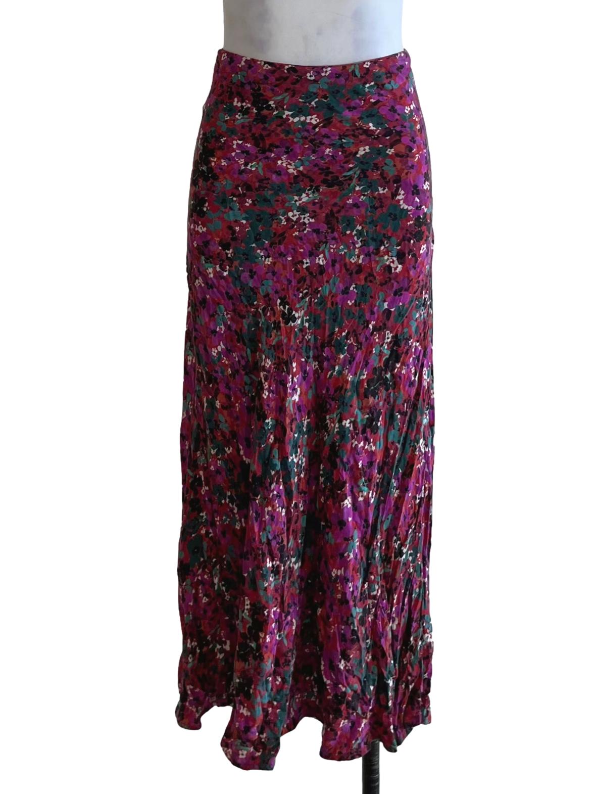 Red Floral A-Line Skirt