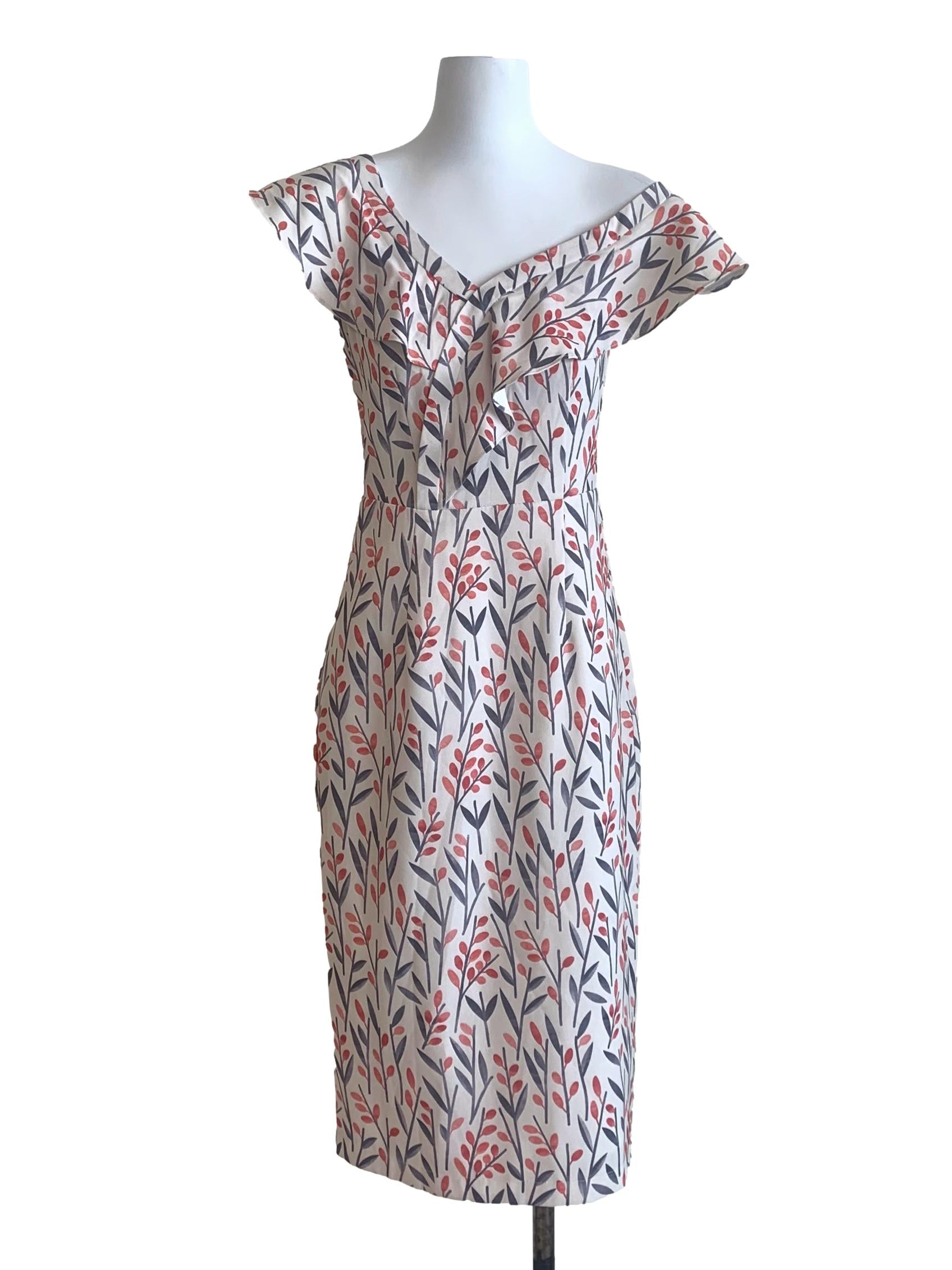 White Floral Pattern Dress LB