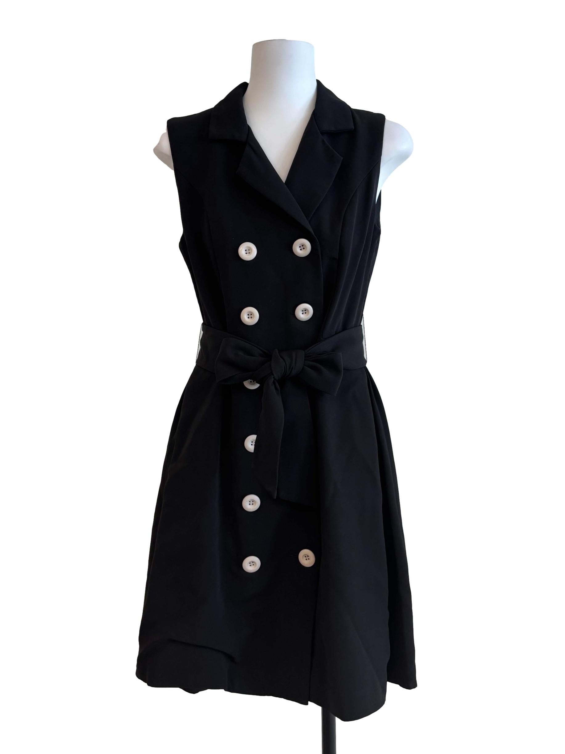 Slate Black Double Button Formal Dress