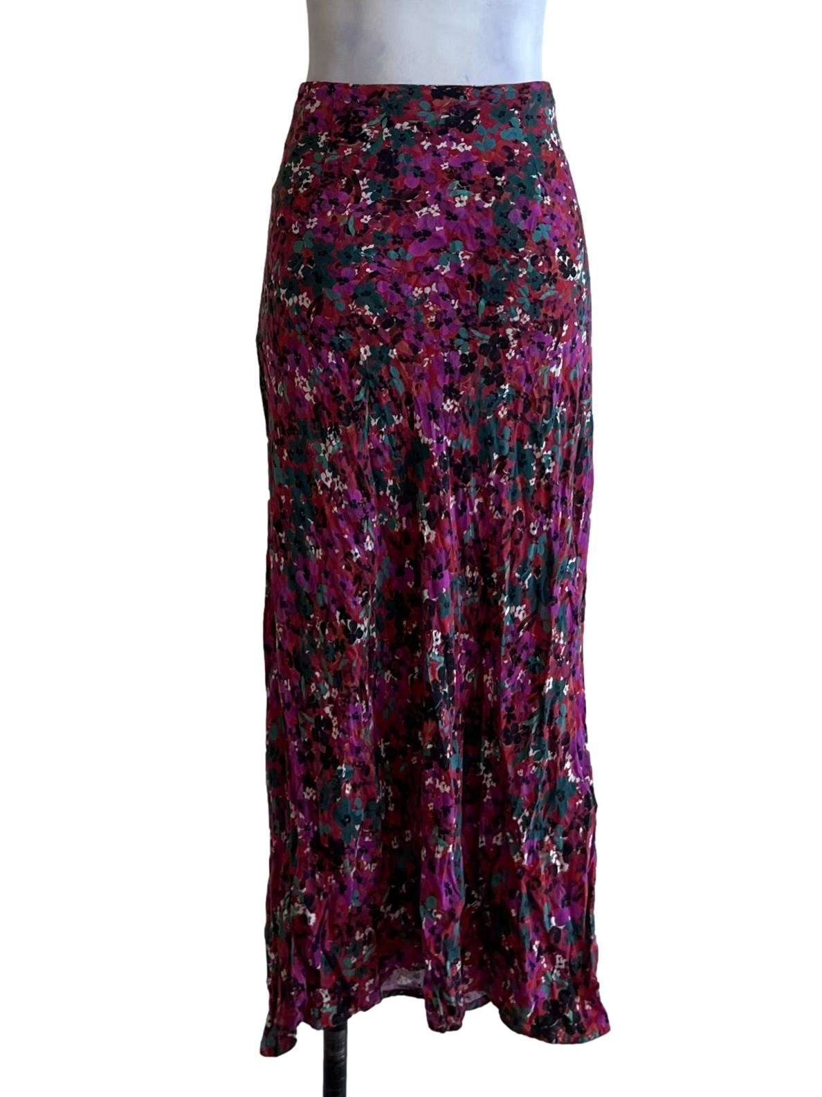Red Floral A-Line Skirt