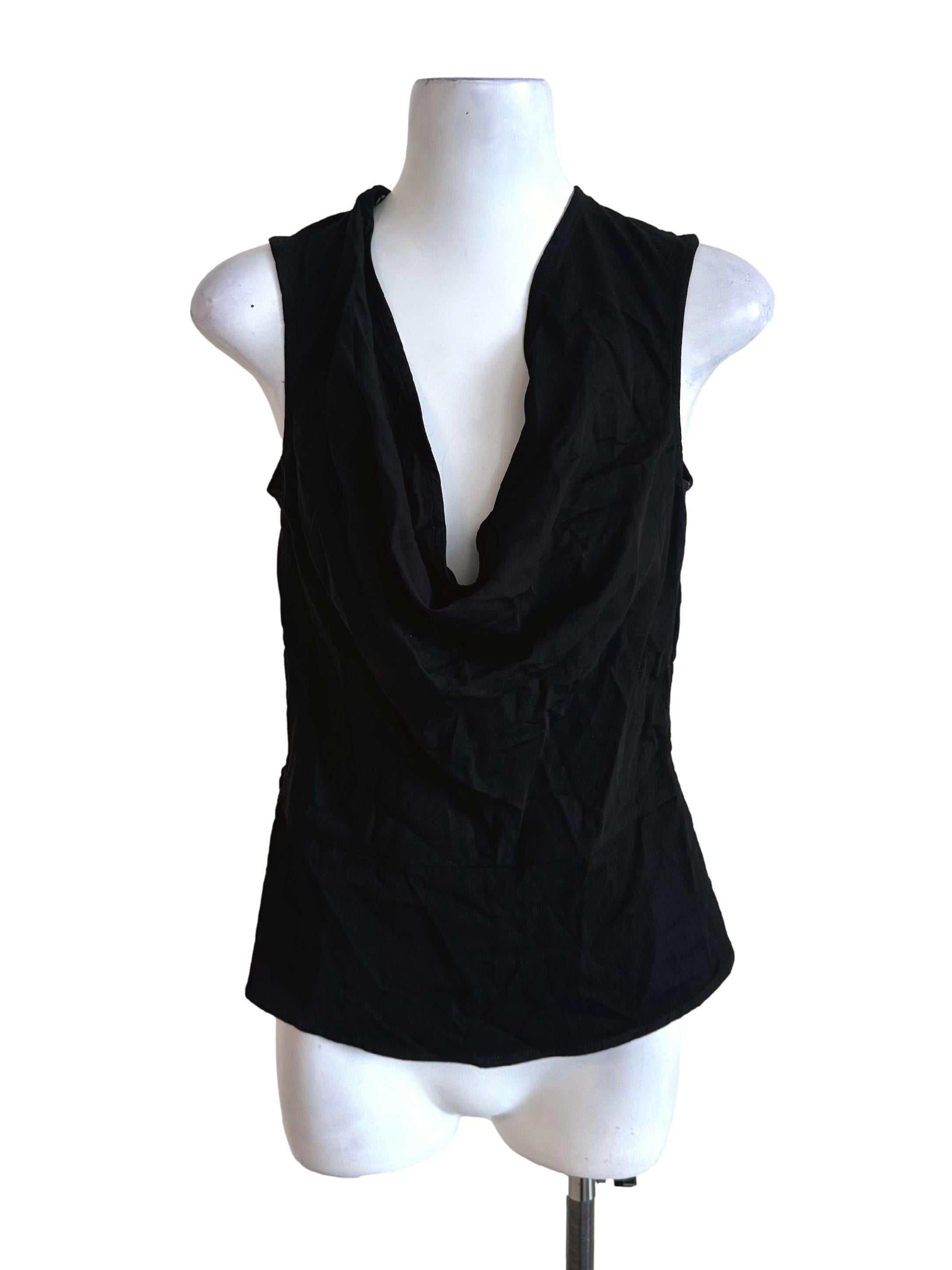 Raven Black Cowl Neck Drape Top TEM