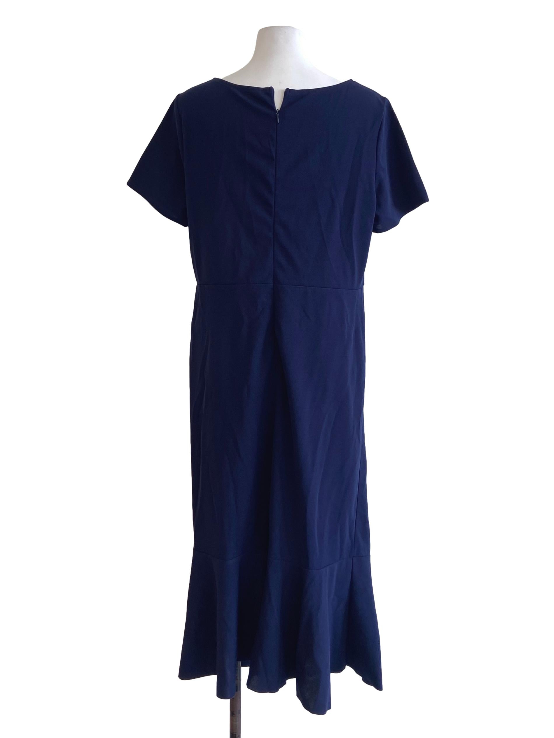 Navy Blue Cowl Drop Waist Dress