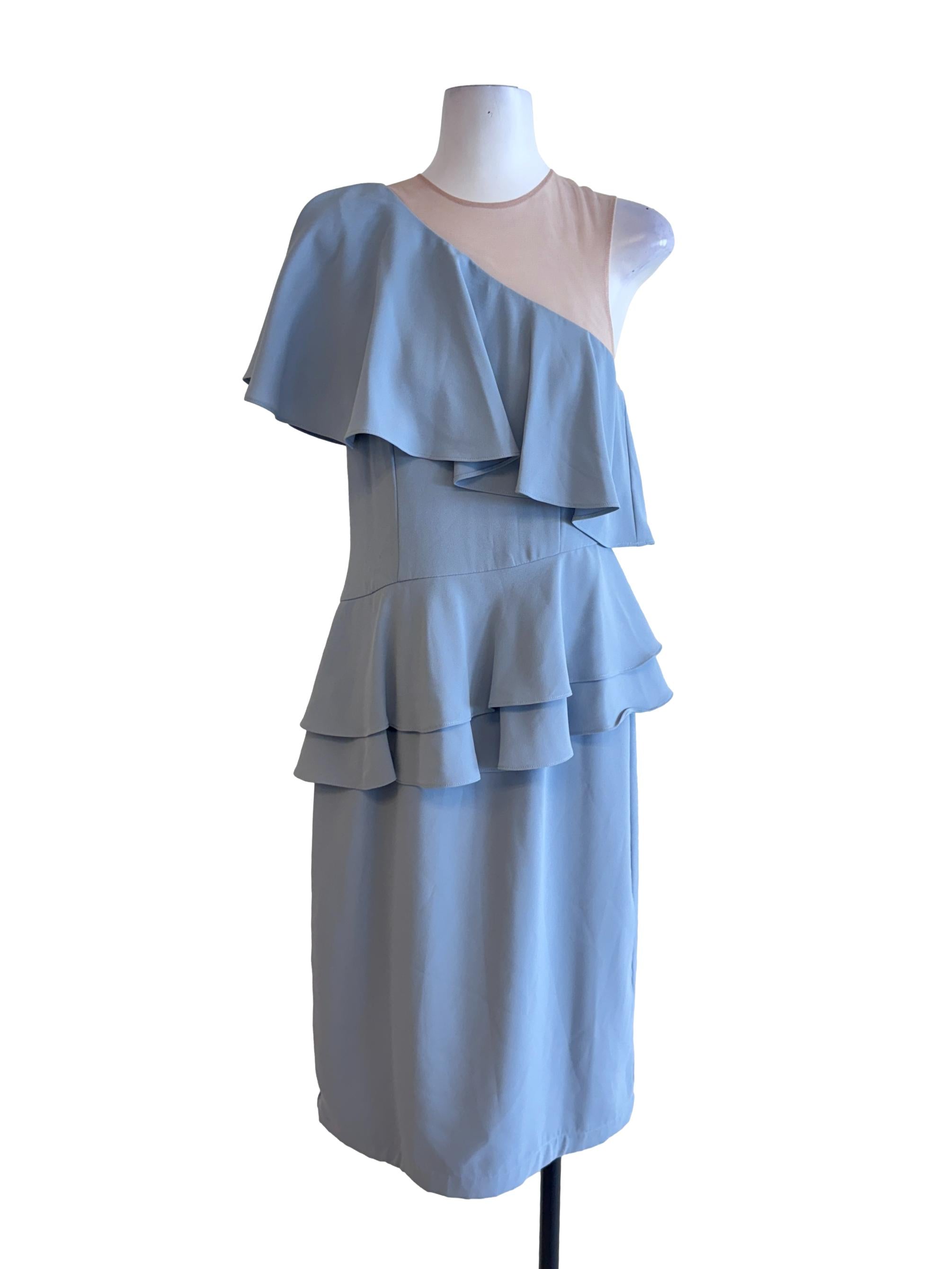 Cerulean Blue Peplum Sleeveless Dress