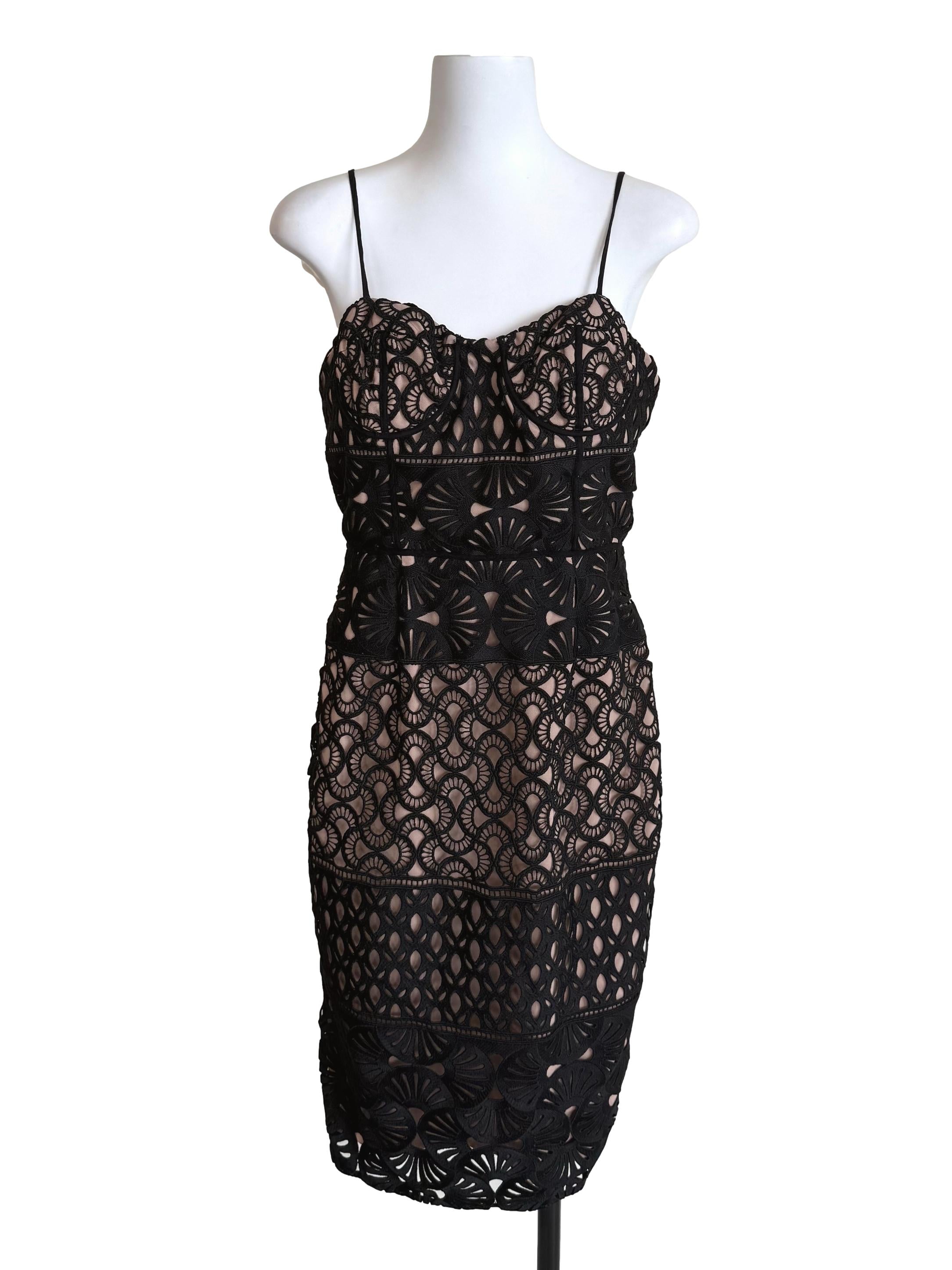 Black Embroidery Bustier Sheath Dress
