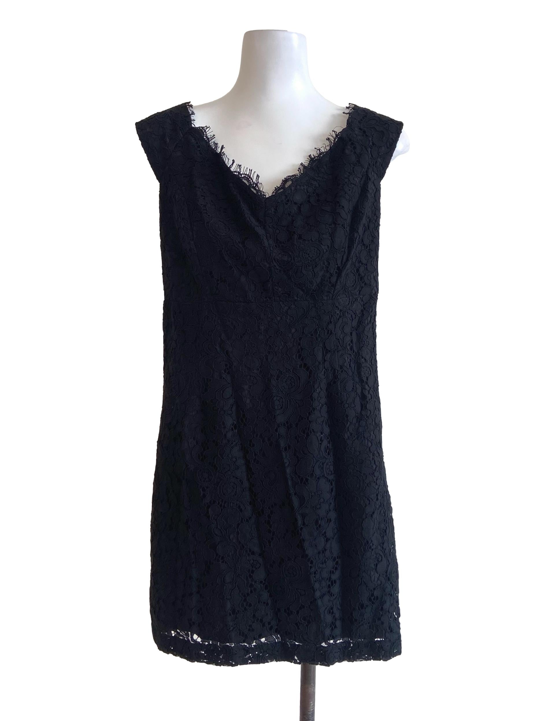Black Floral Lace Shift Dress
