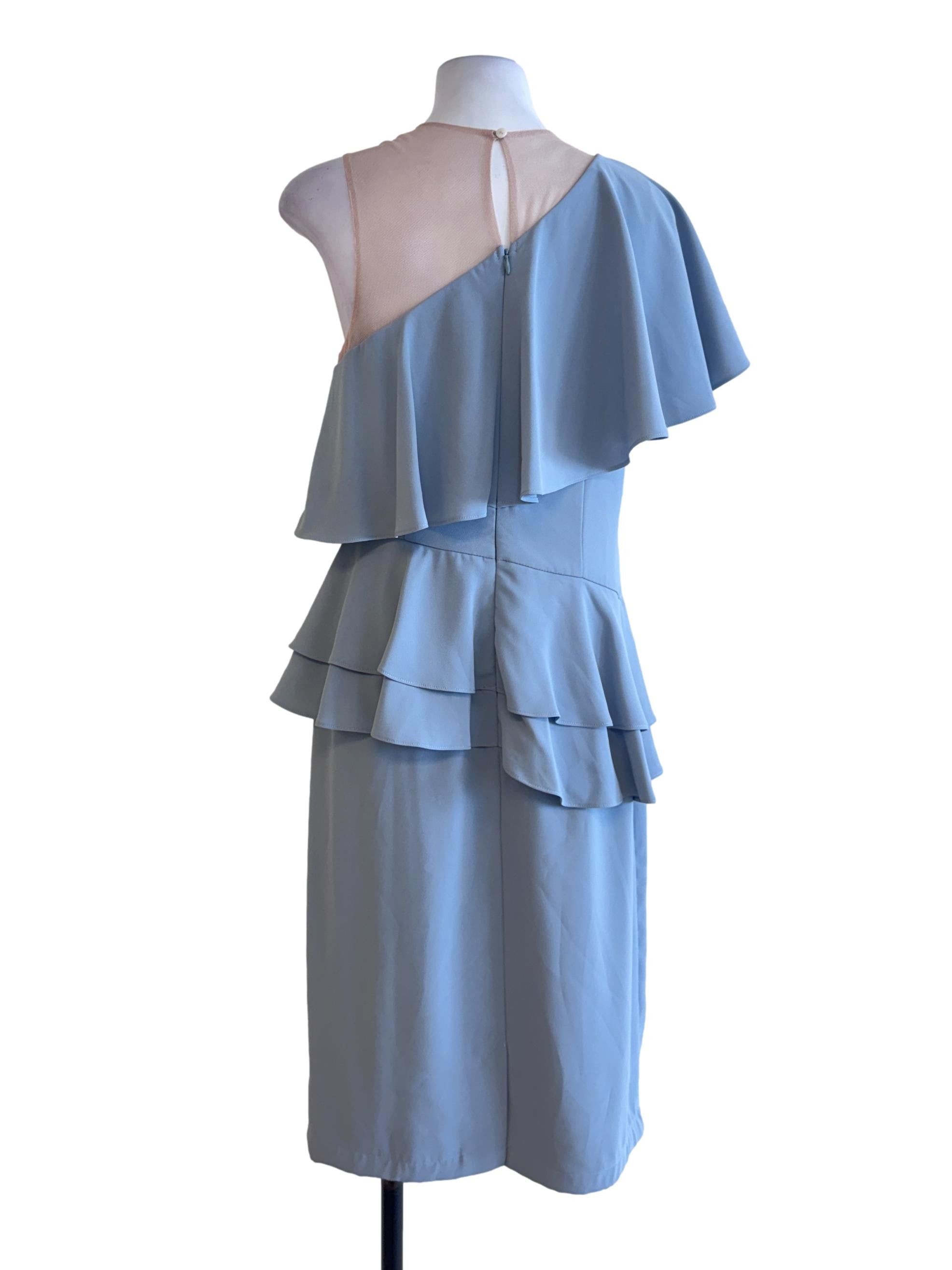 Cerulean Blue Peplum Sleeveless Dress