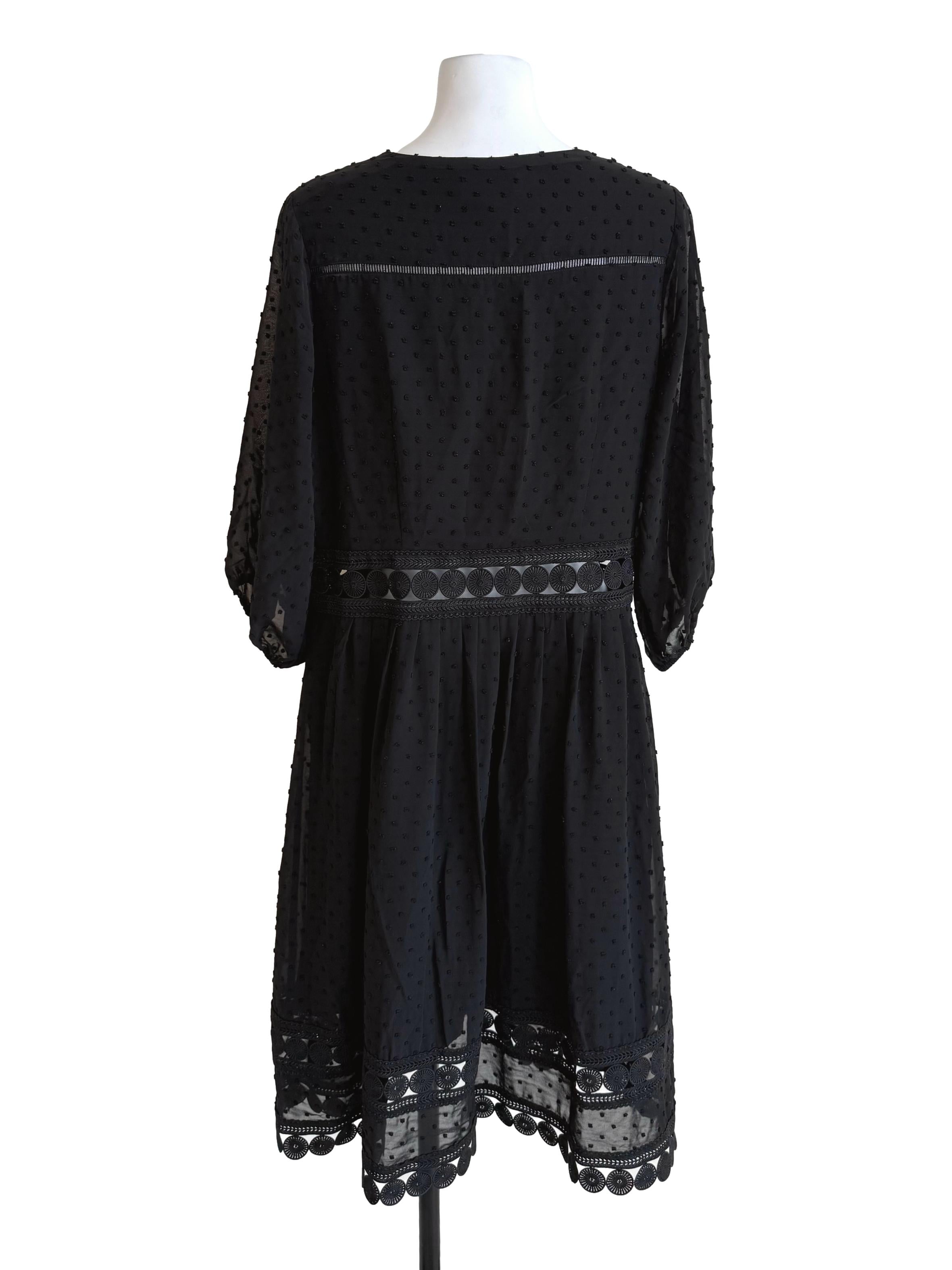 Black Dots Hollow Waist Chiffon Dress