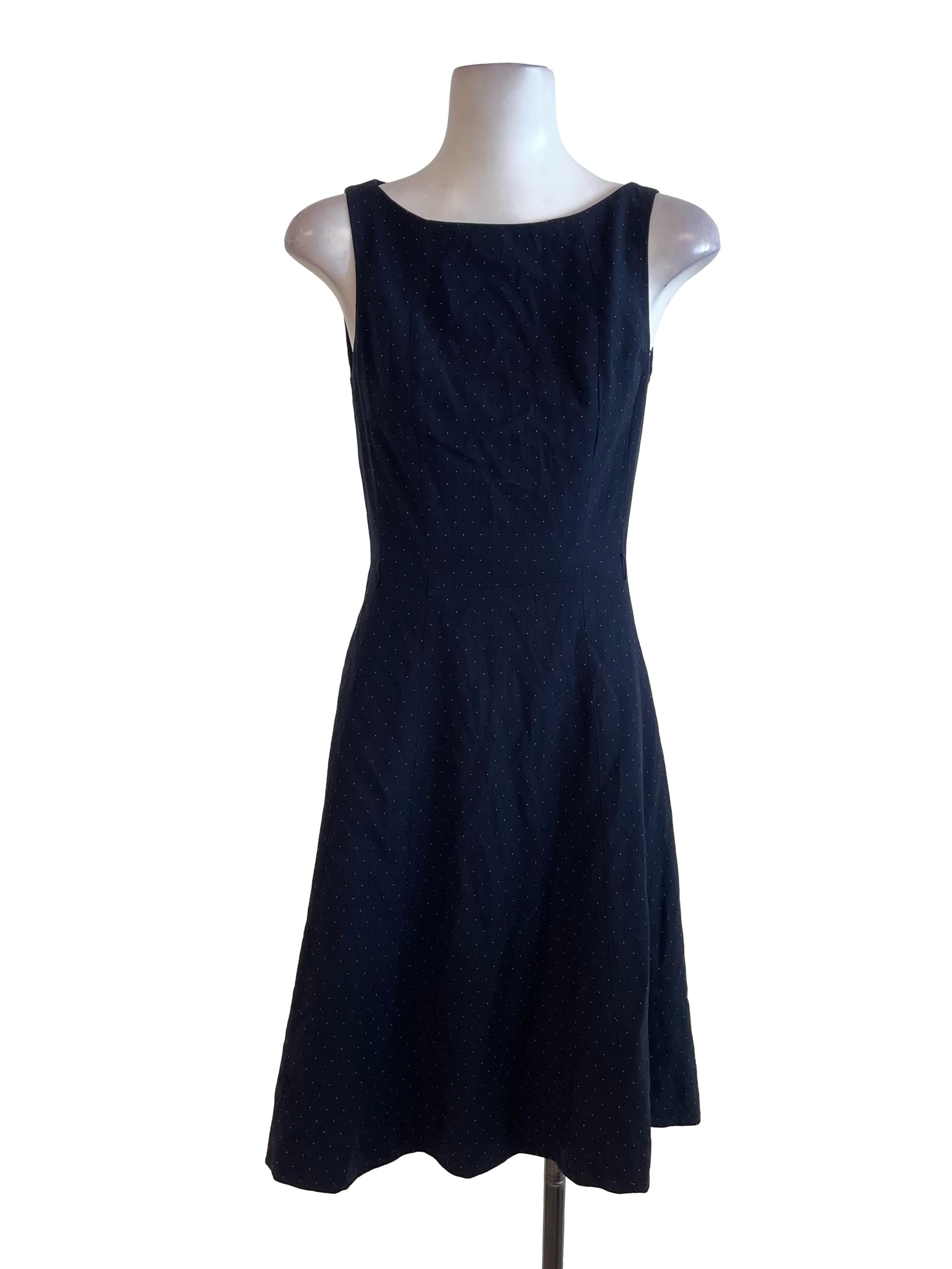 Navy Dots A-Line Dress