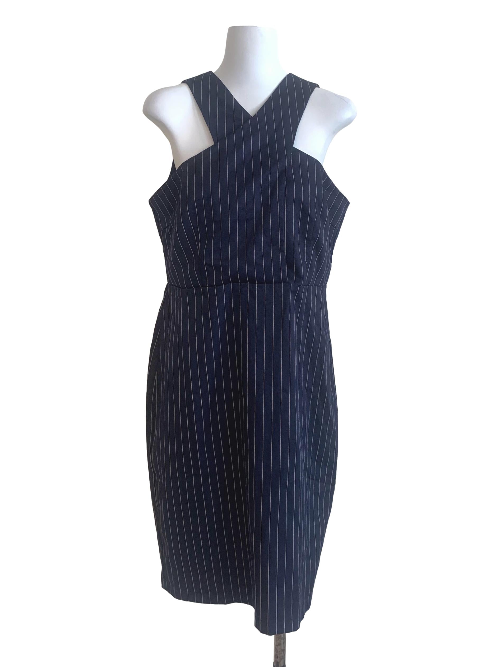 Navy Blue Candy Stripe Dress