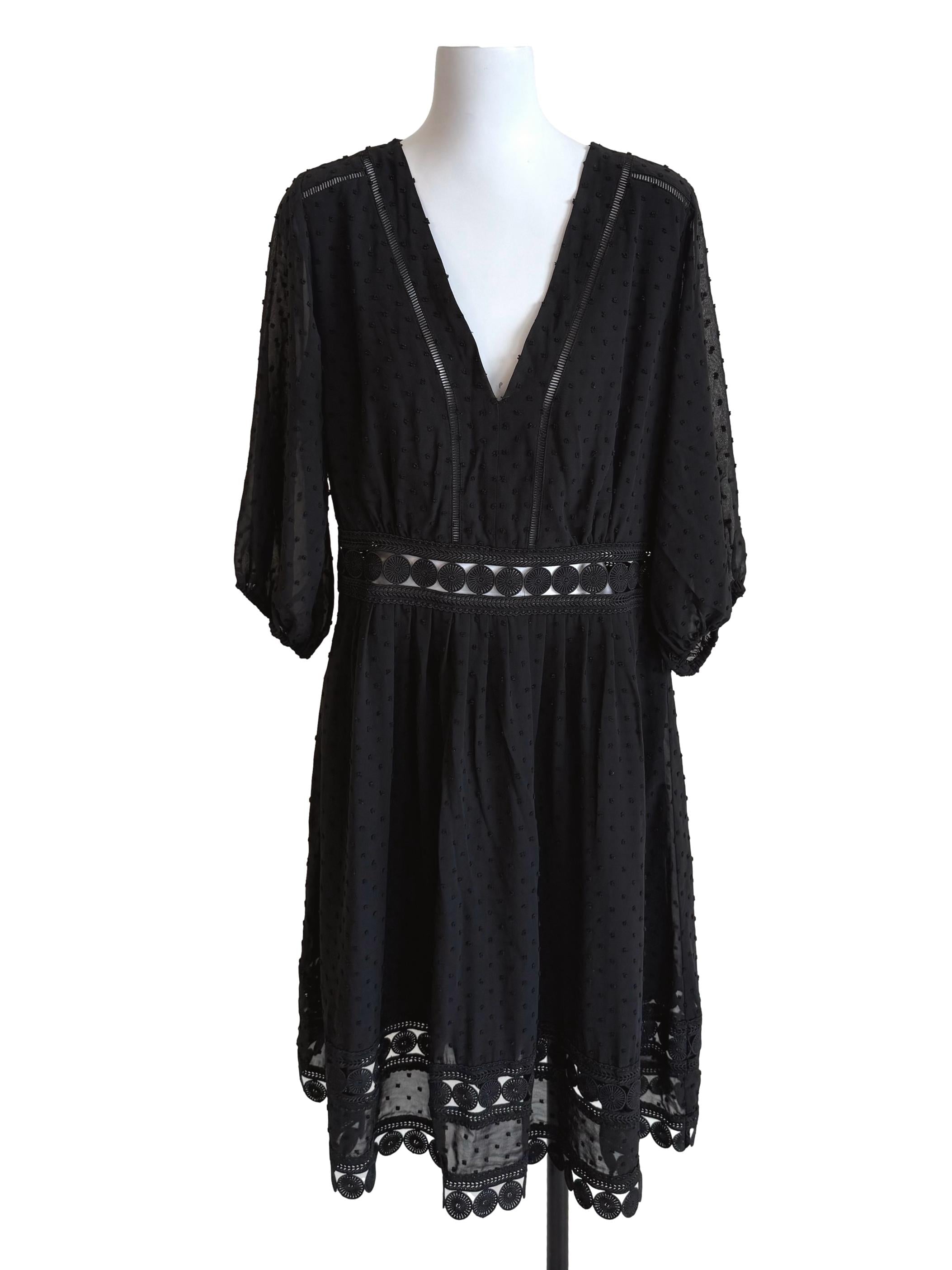 Black Dots Hollow Waist Chiffon Dress