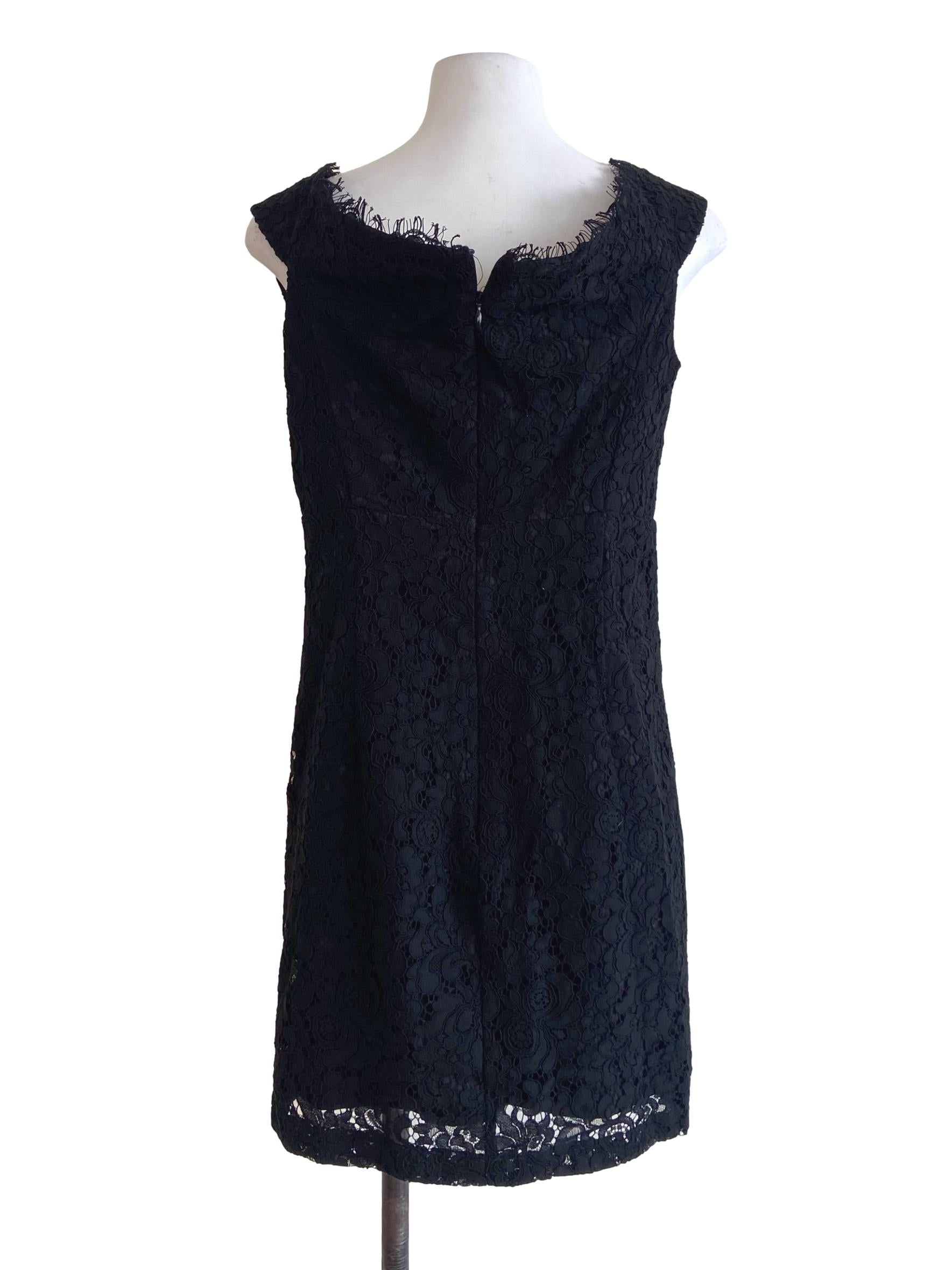 Black Floral Lace Shift Dress
