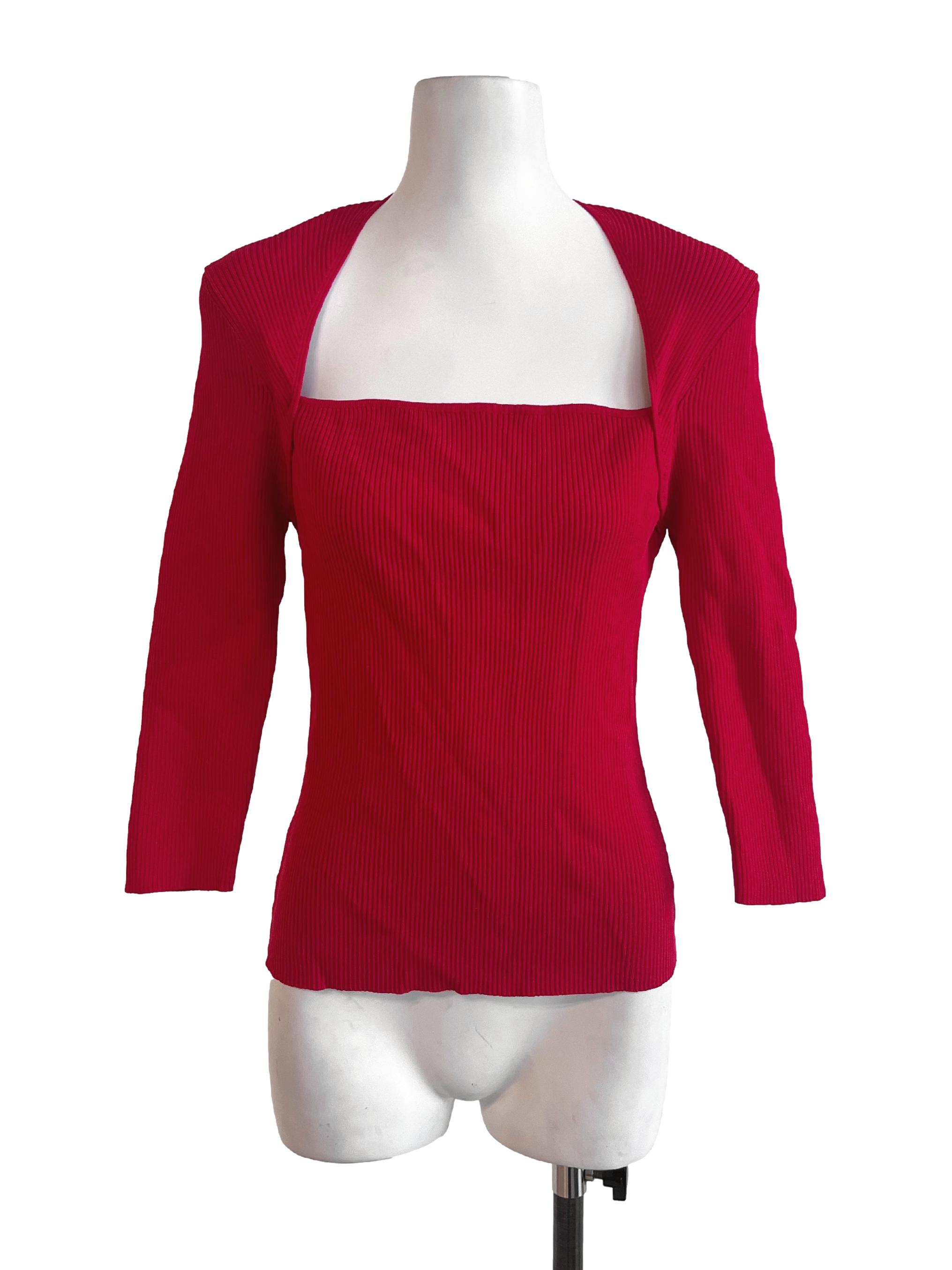 Rose Red Bracelet Sleeve Blouse LB