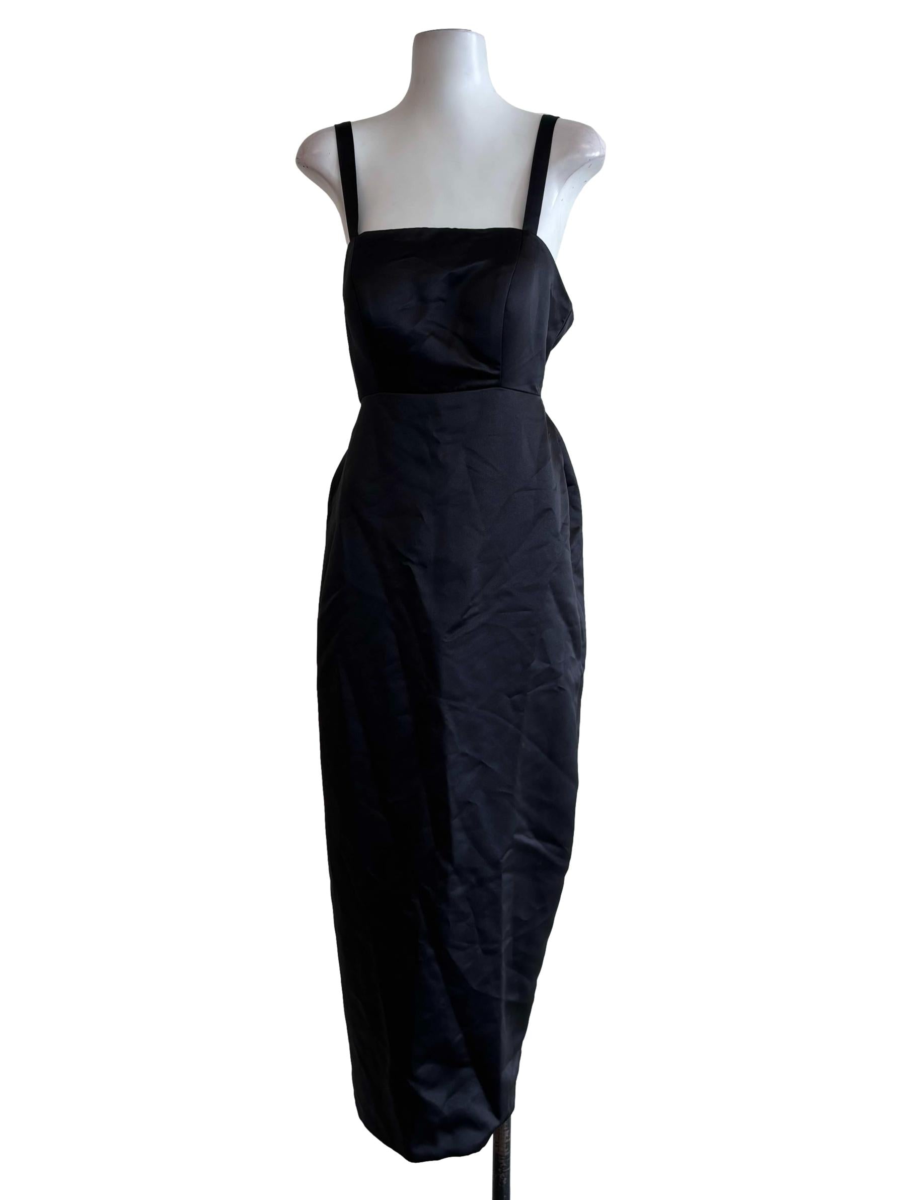 Satin Black Pencil Dress