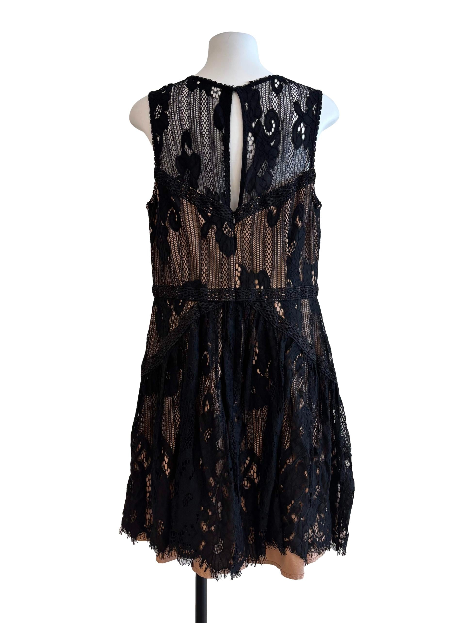 Nude Black Lace Mini Dress