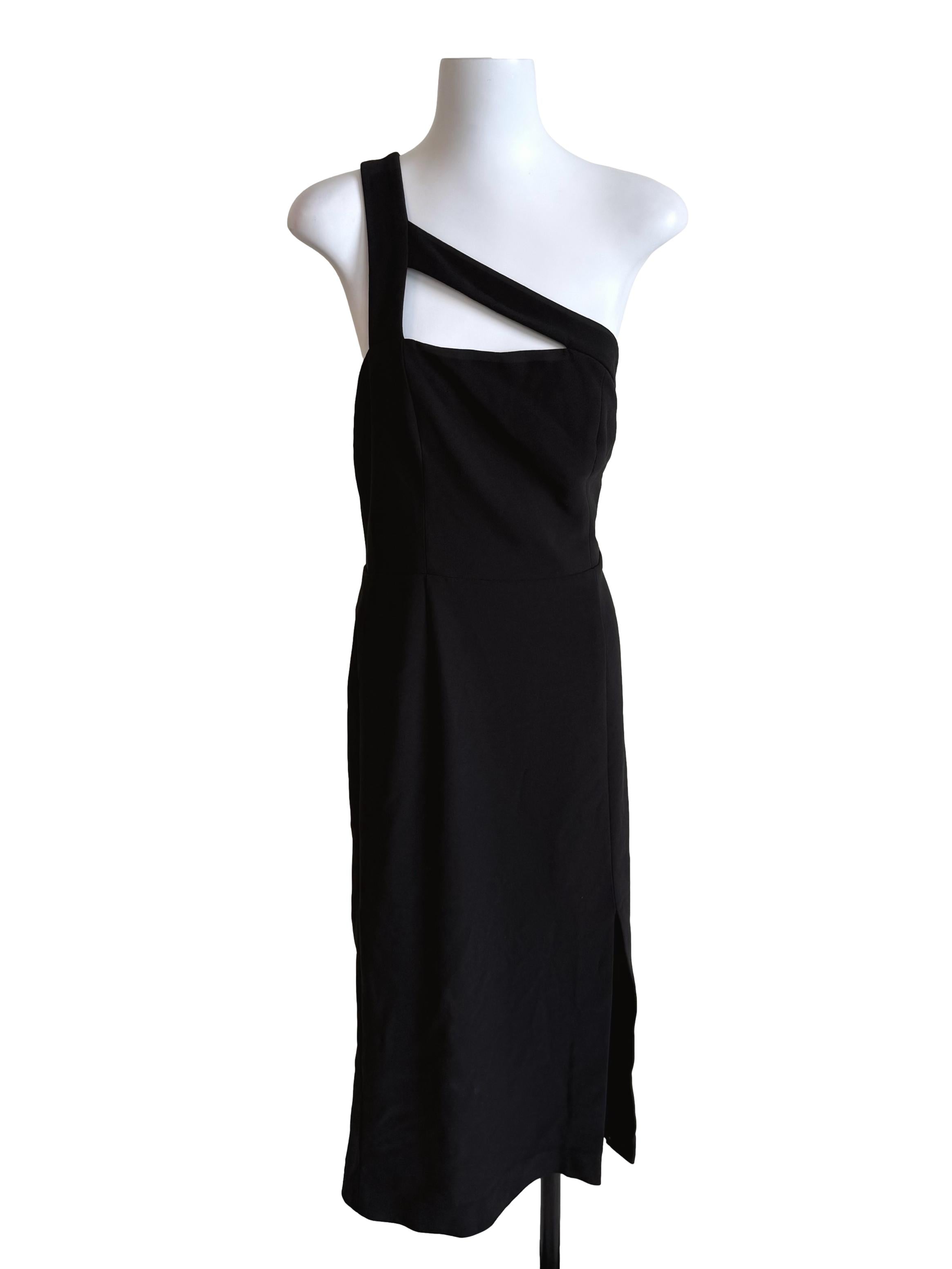 Black Angle Straps Open Back Slip Dress