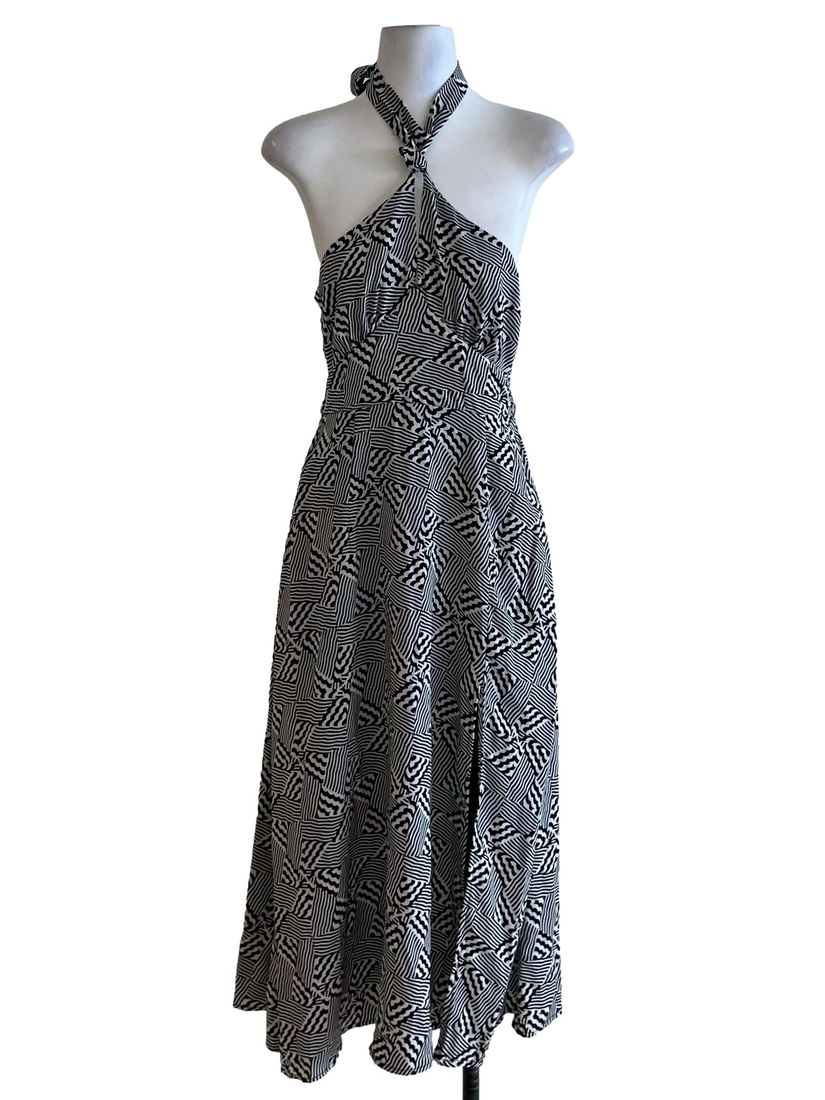 Black Halter Neckline A-Line Dress