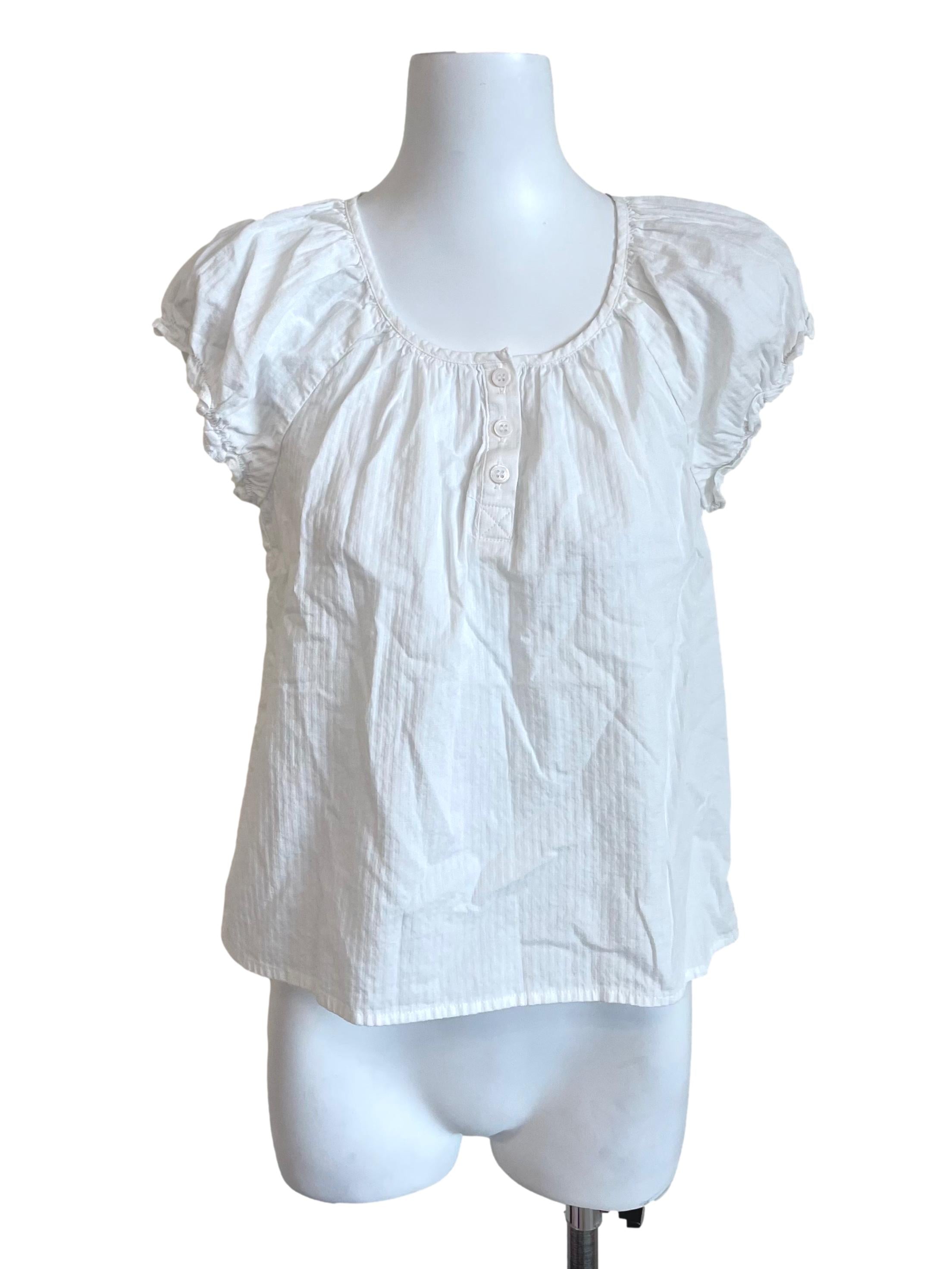 White Henley Coquette Top