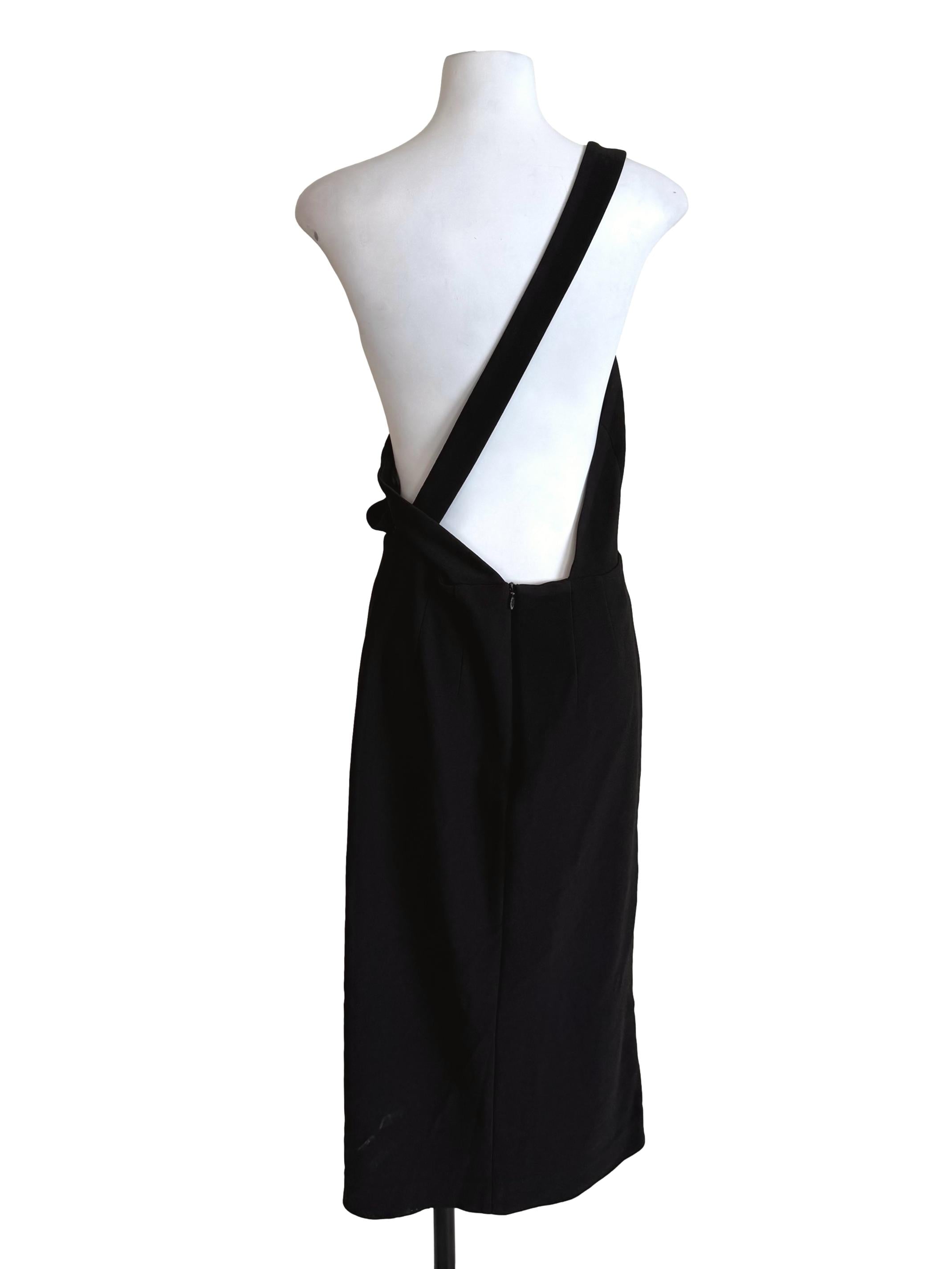 Black Angle Straps Open Back Slip Dress