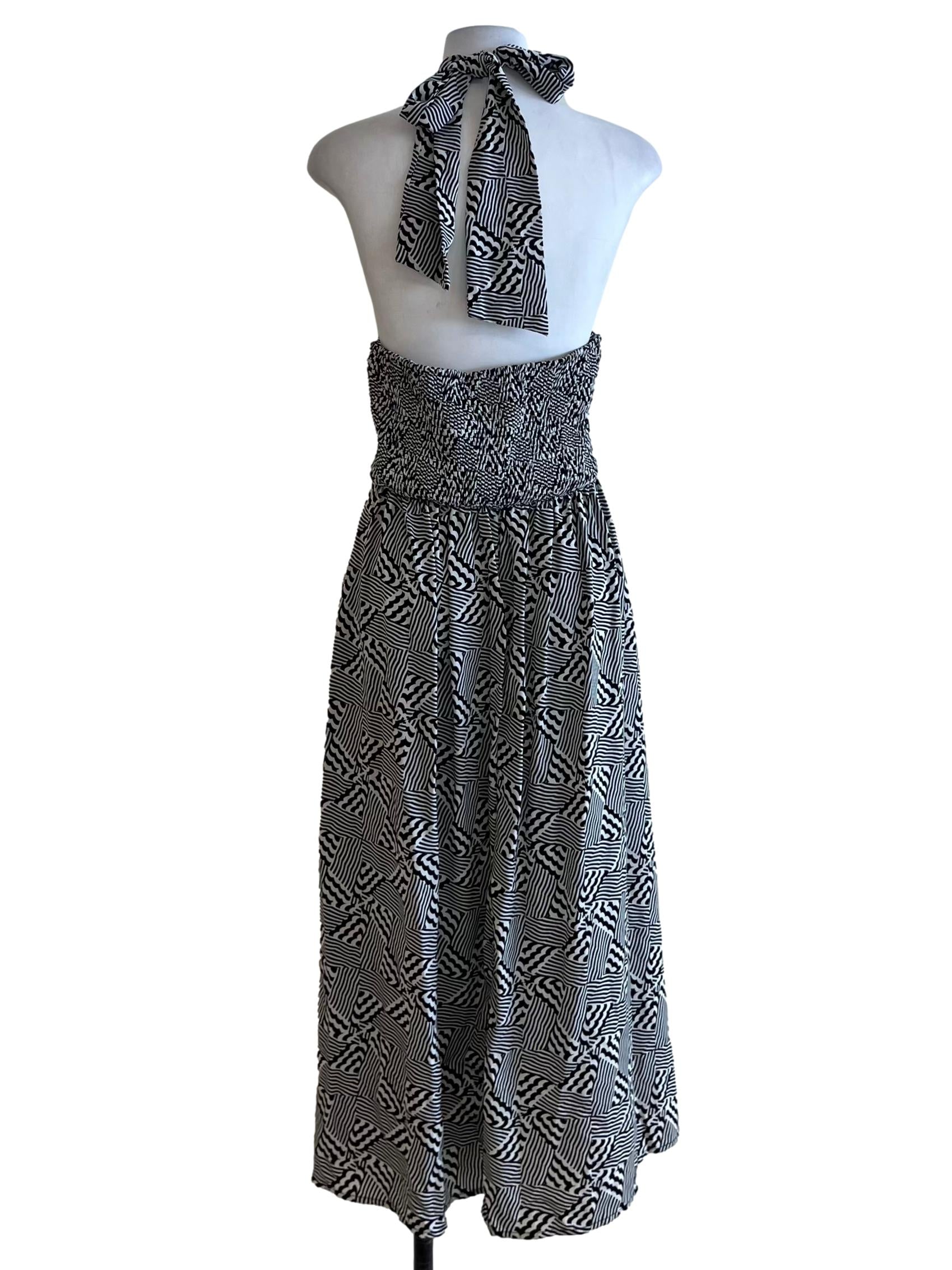 Black Halter Neckline A-Line Dress