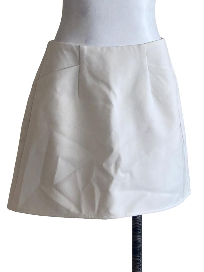 White Herringbone Mini Skirt