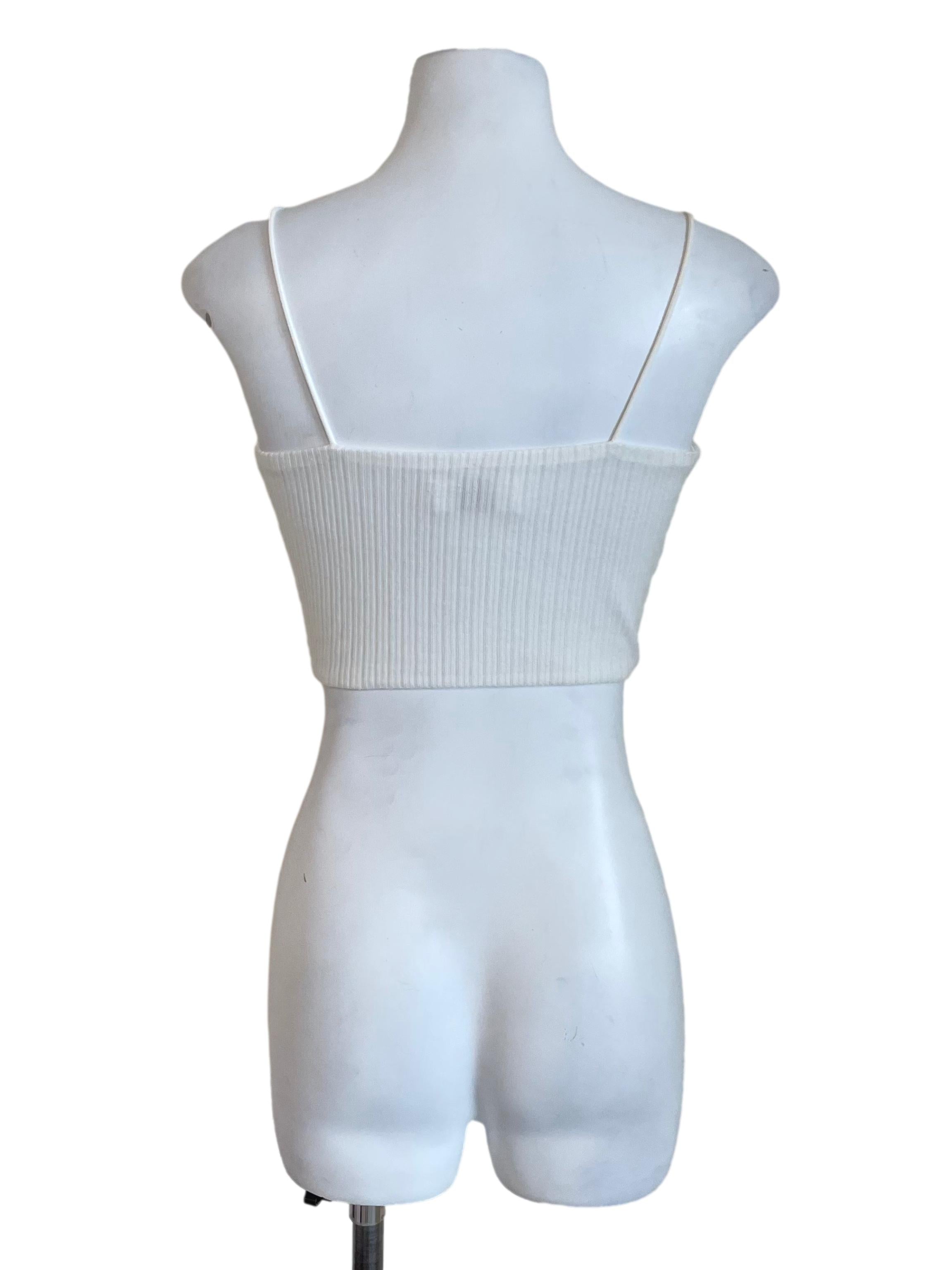 White Ribbed Spaghetti Straps Tube Top