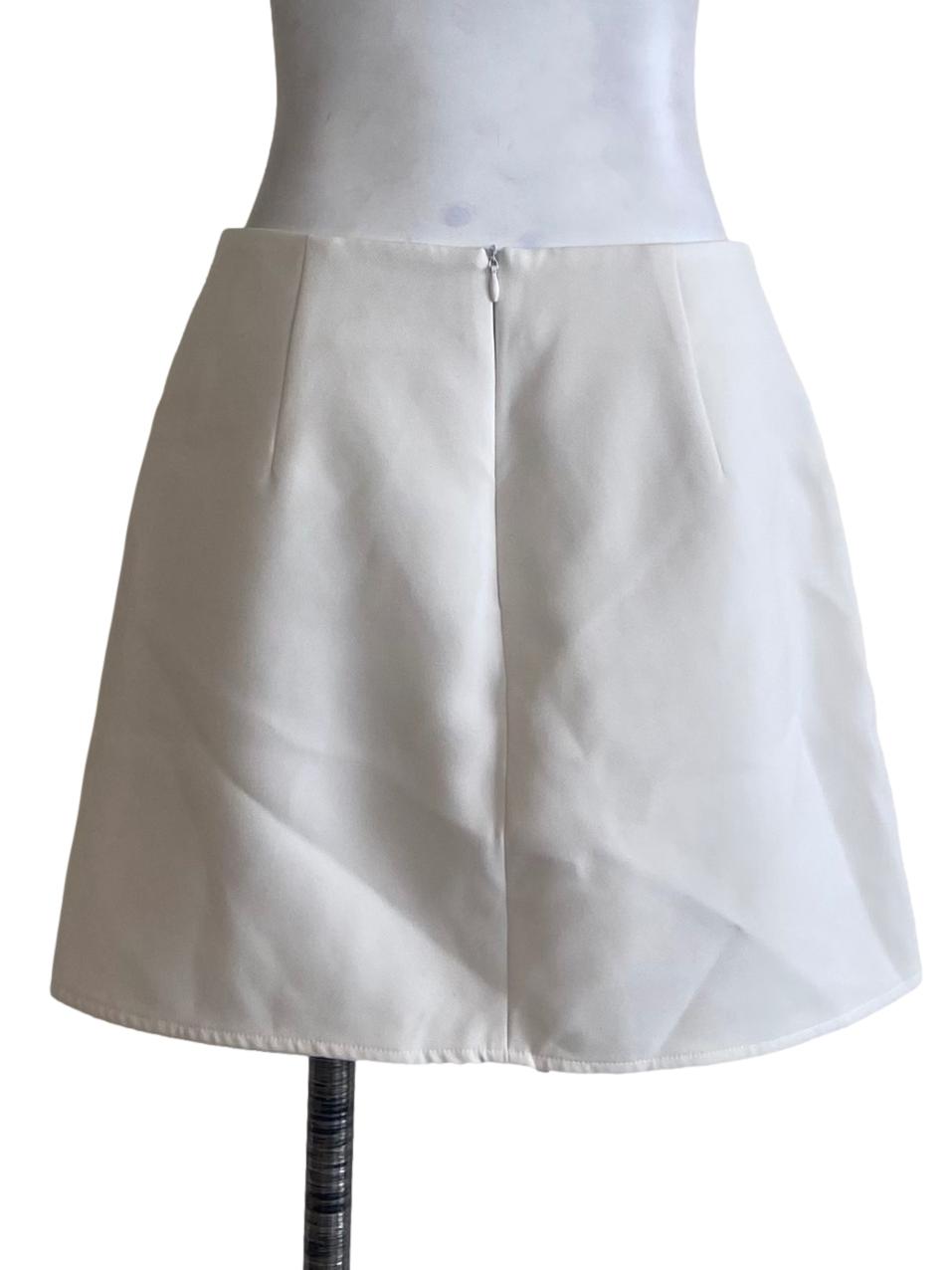 White Herringbone Mini Skirt