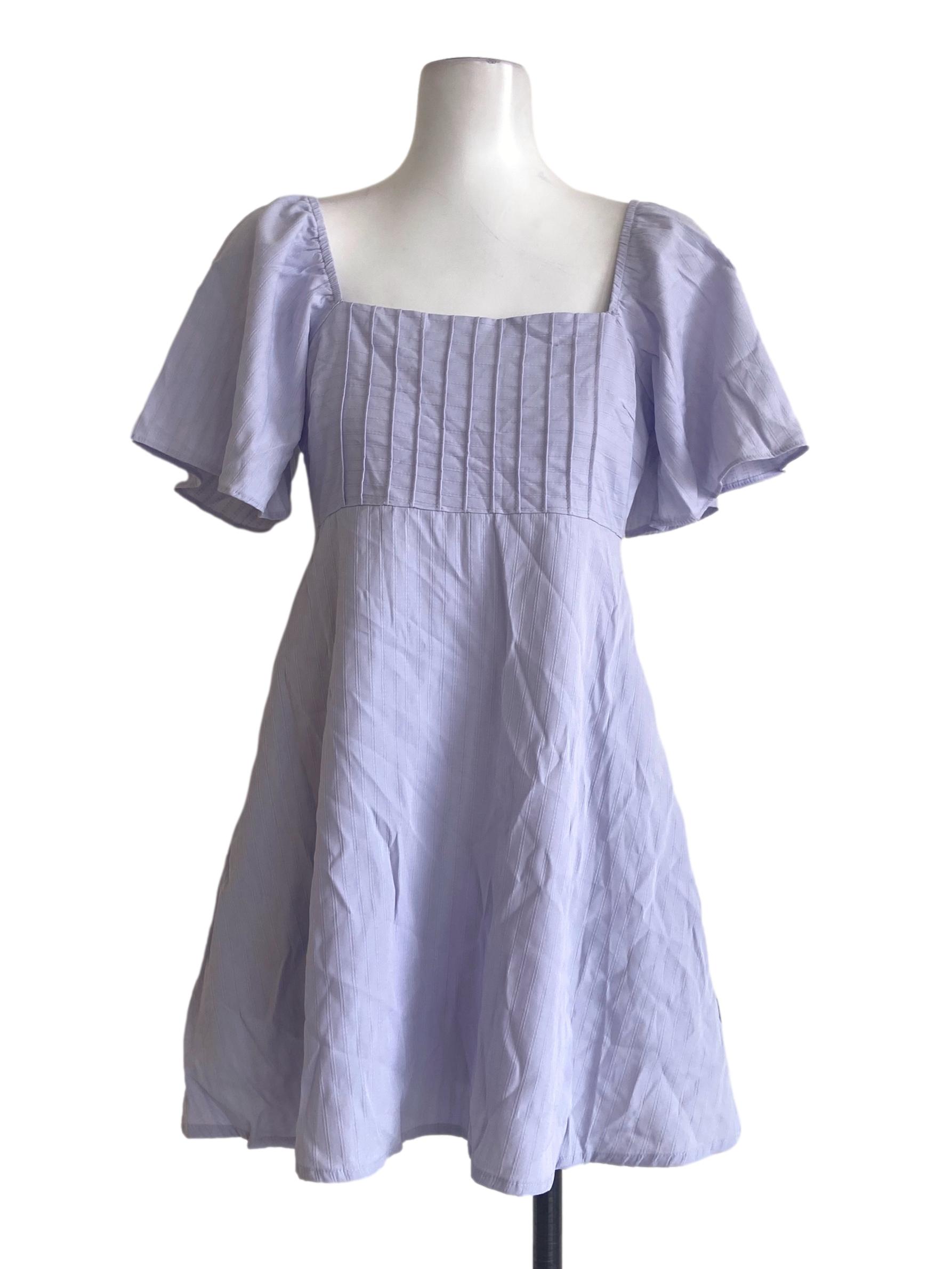 Heather Purple Square Neck A-Line Rompers