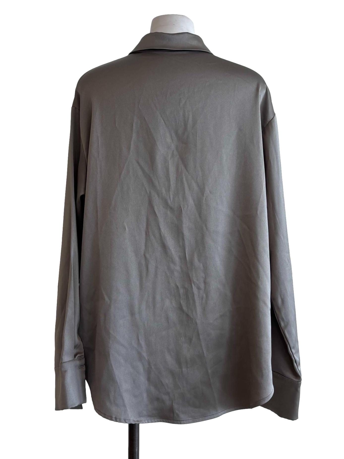 Storm Grey Longsleeve Satin Shirt