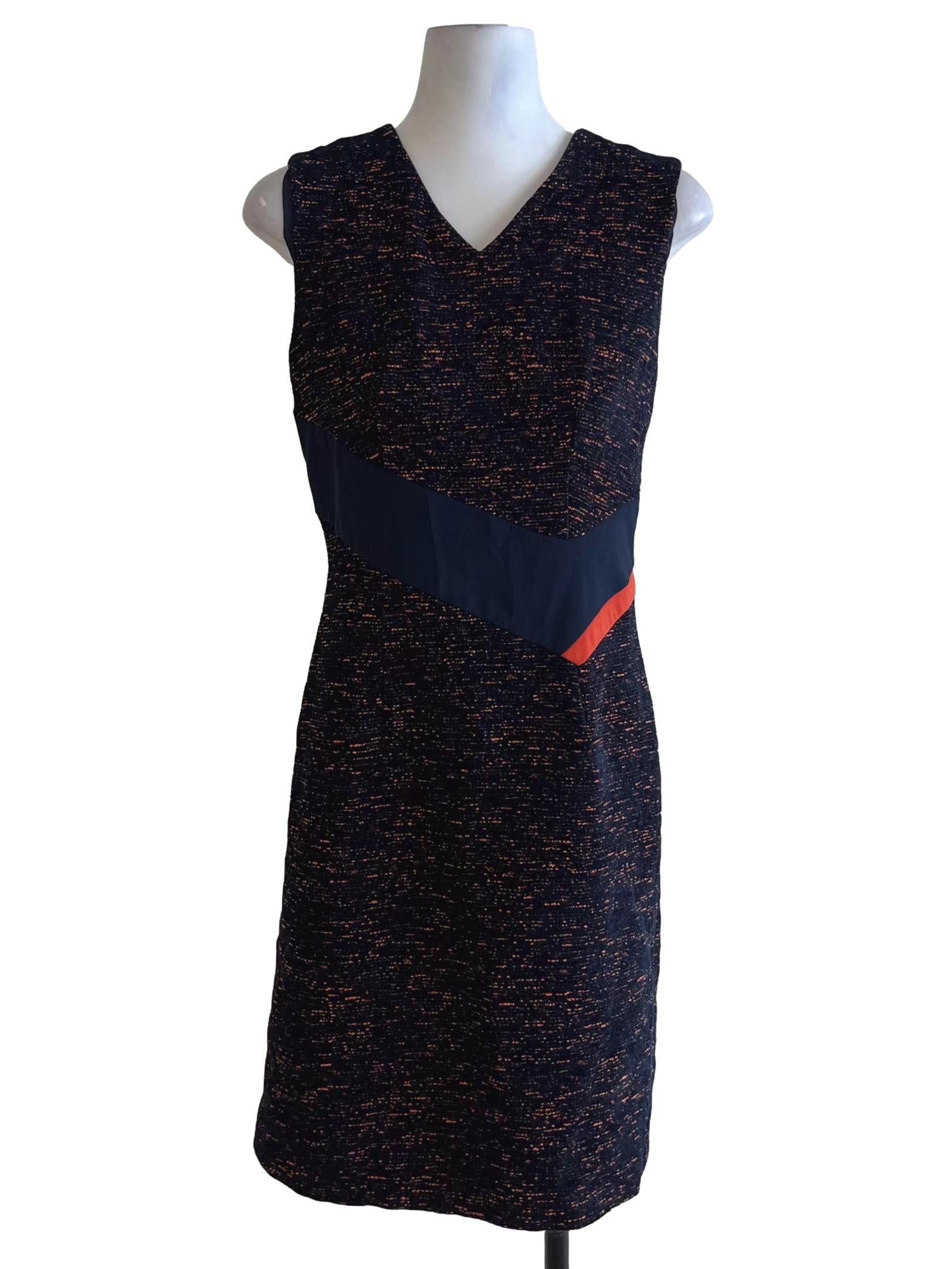 Navy Blue V-Neckline A-Line Dress