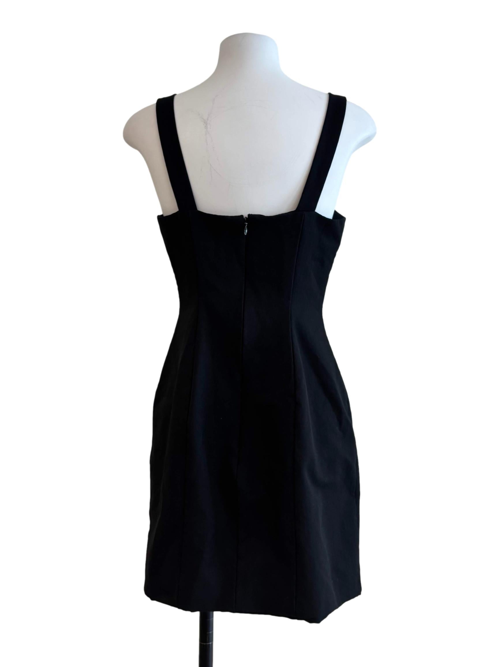Ink Black Apron Buttoned Dress