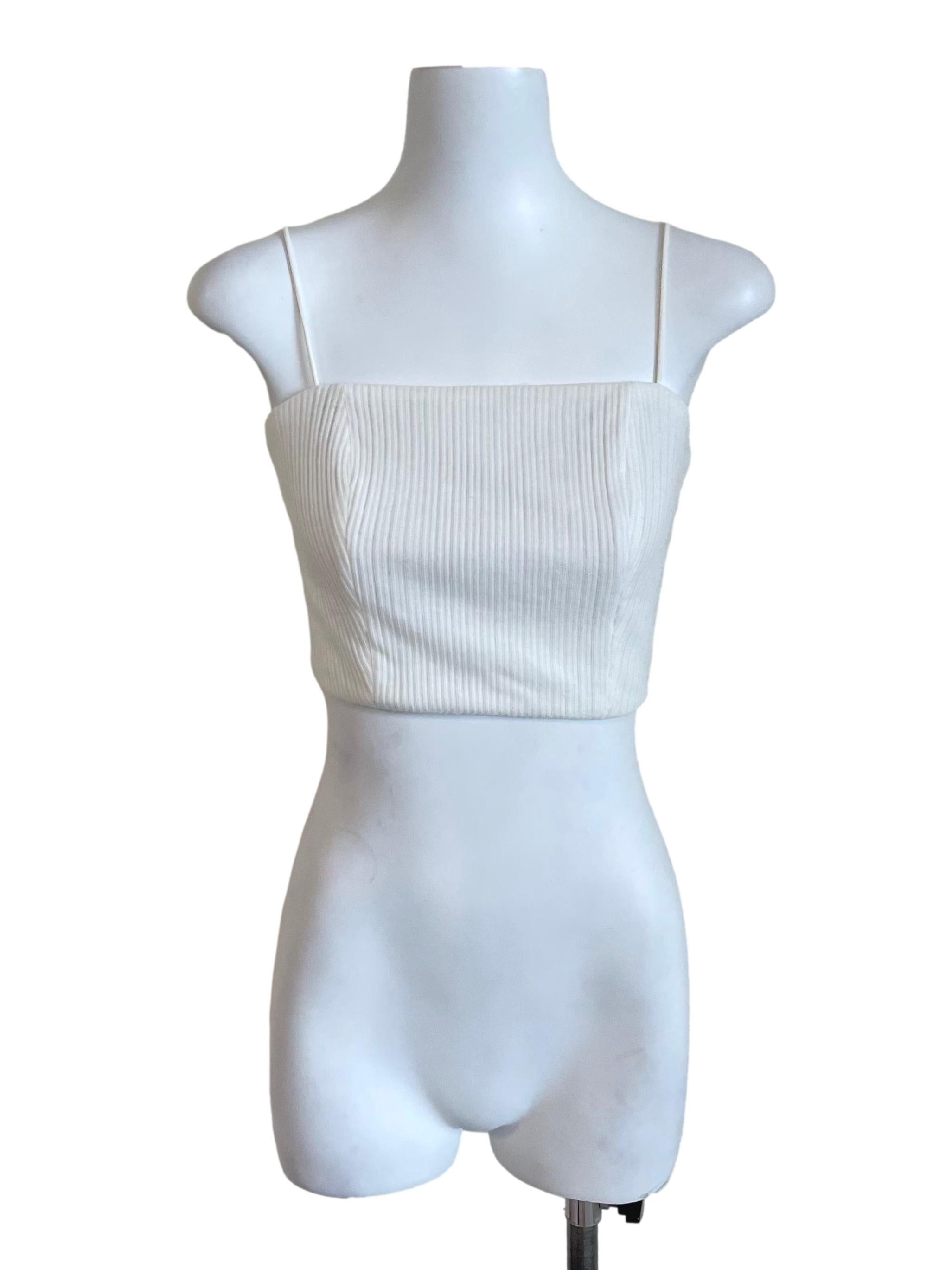 White Ribbed Spaghetti Straps Tube Top