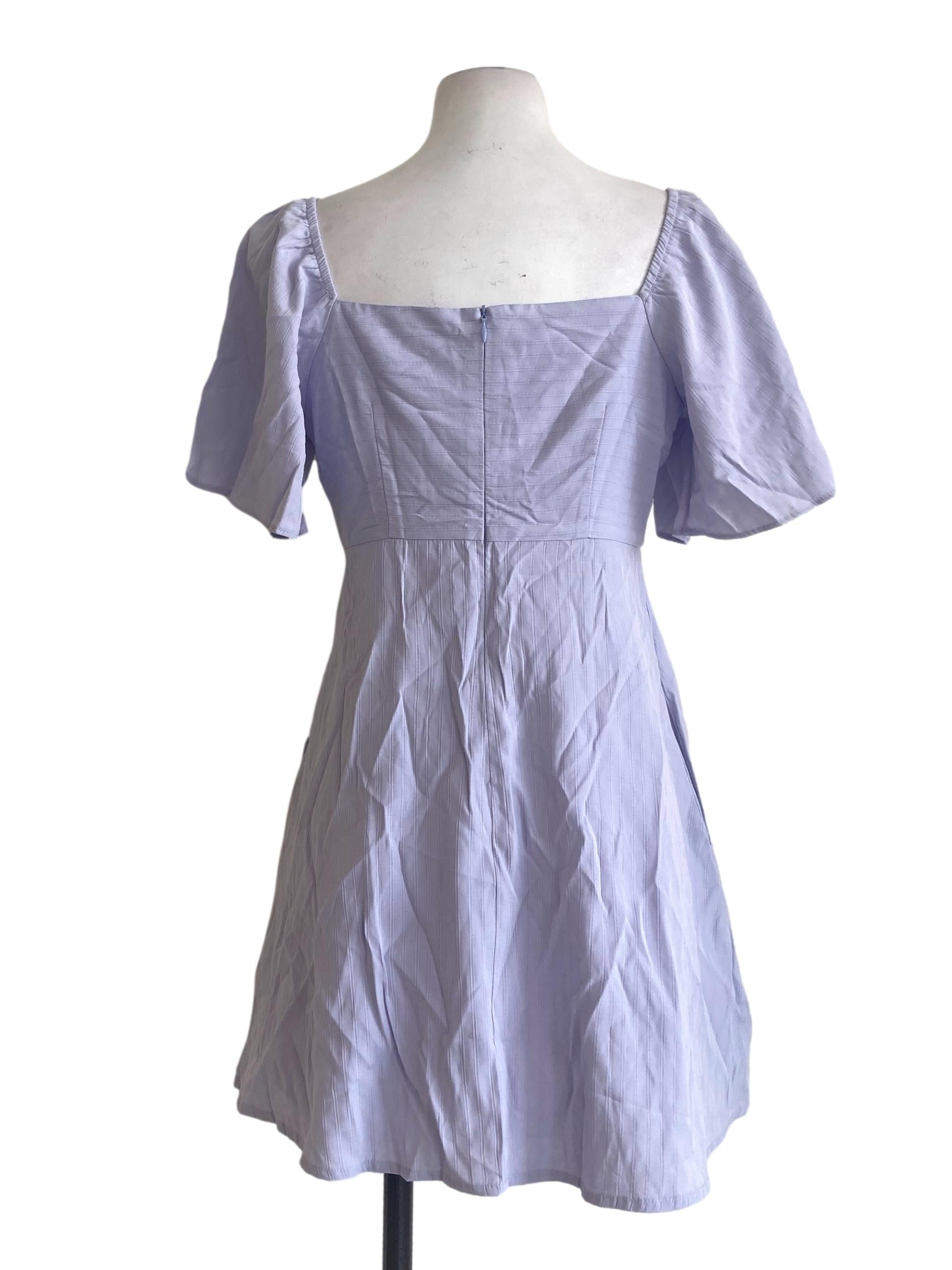 Heather Purple Square Neck A-Line Rompers