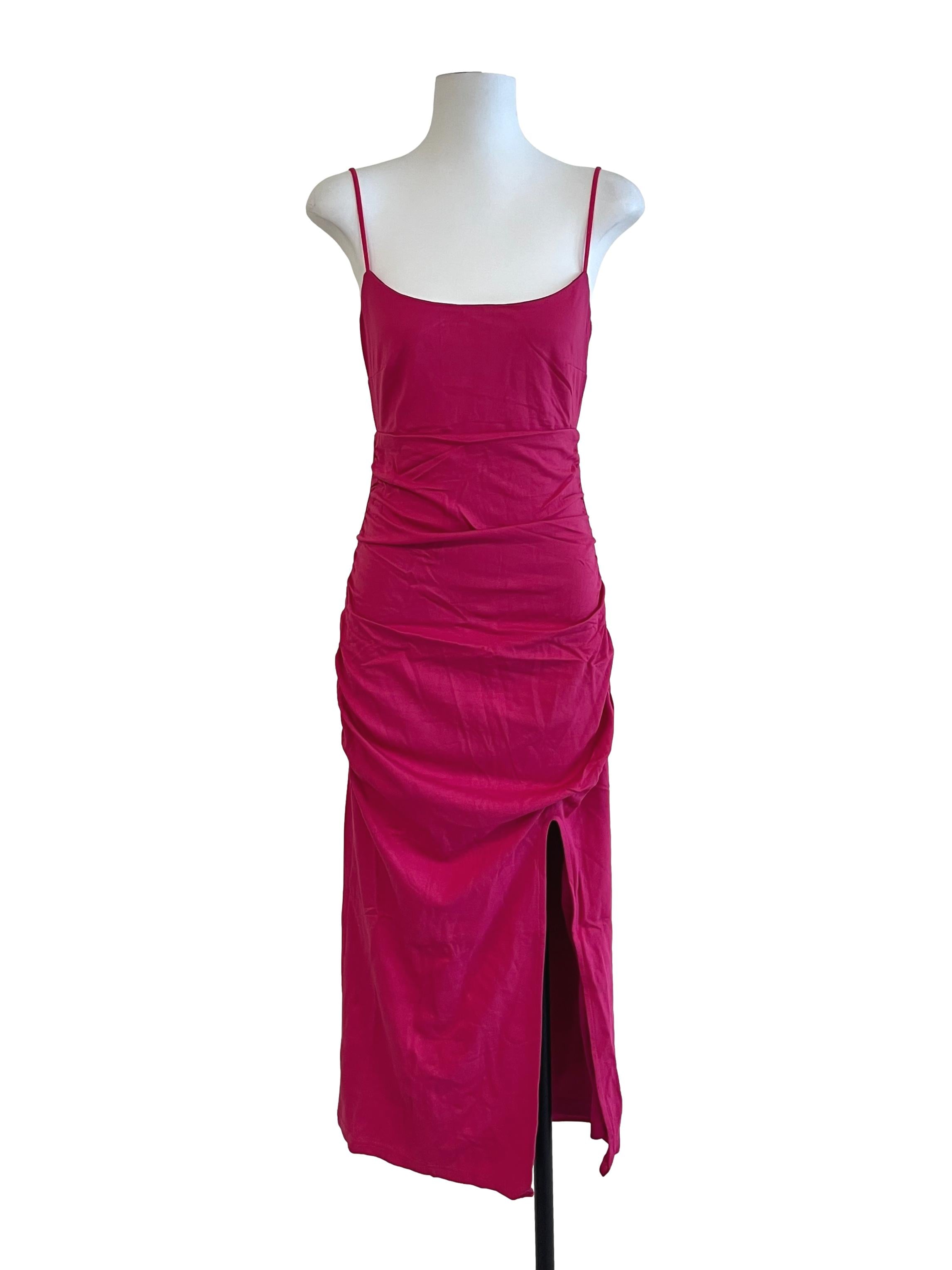 Hot Pink Cut Out Back Sleeveless Dress