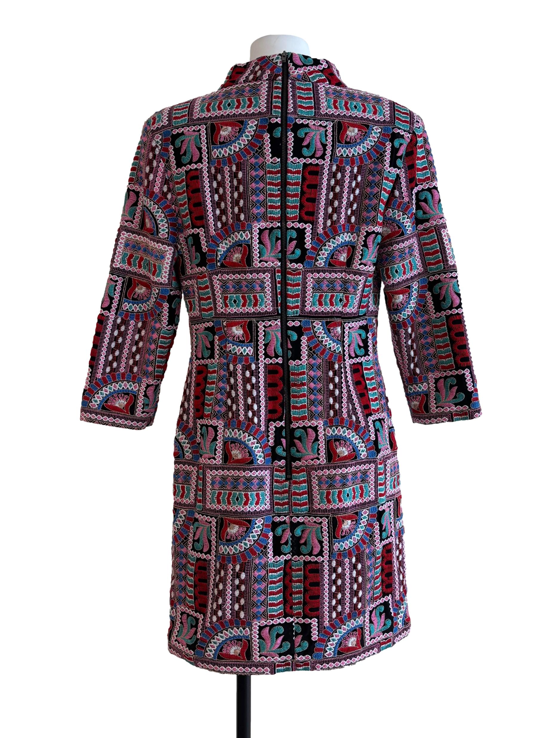 Multicolour Embroidered Mini Dress