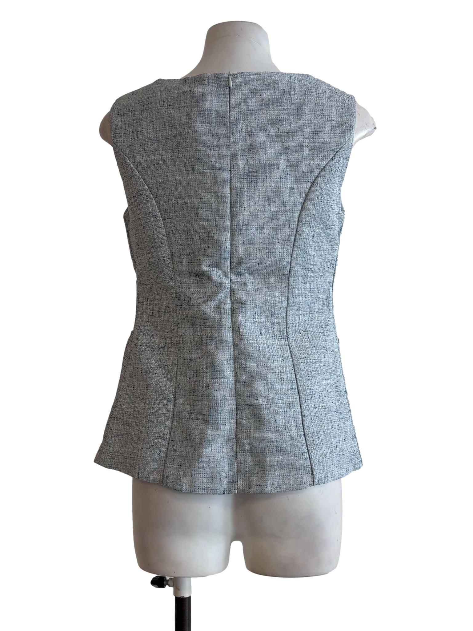 Baby Blue Sleeveless Tweed Top
