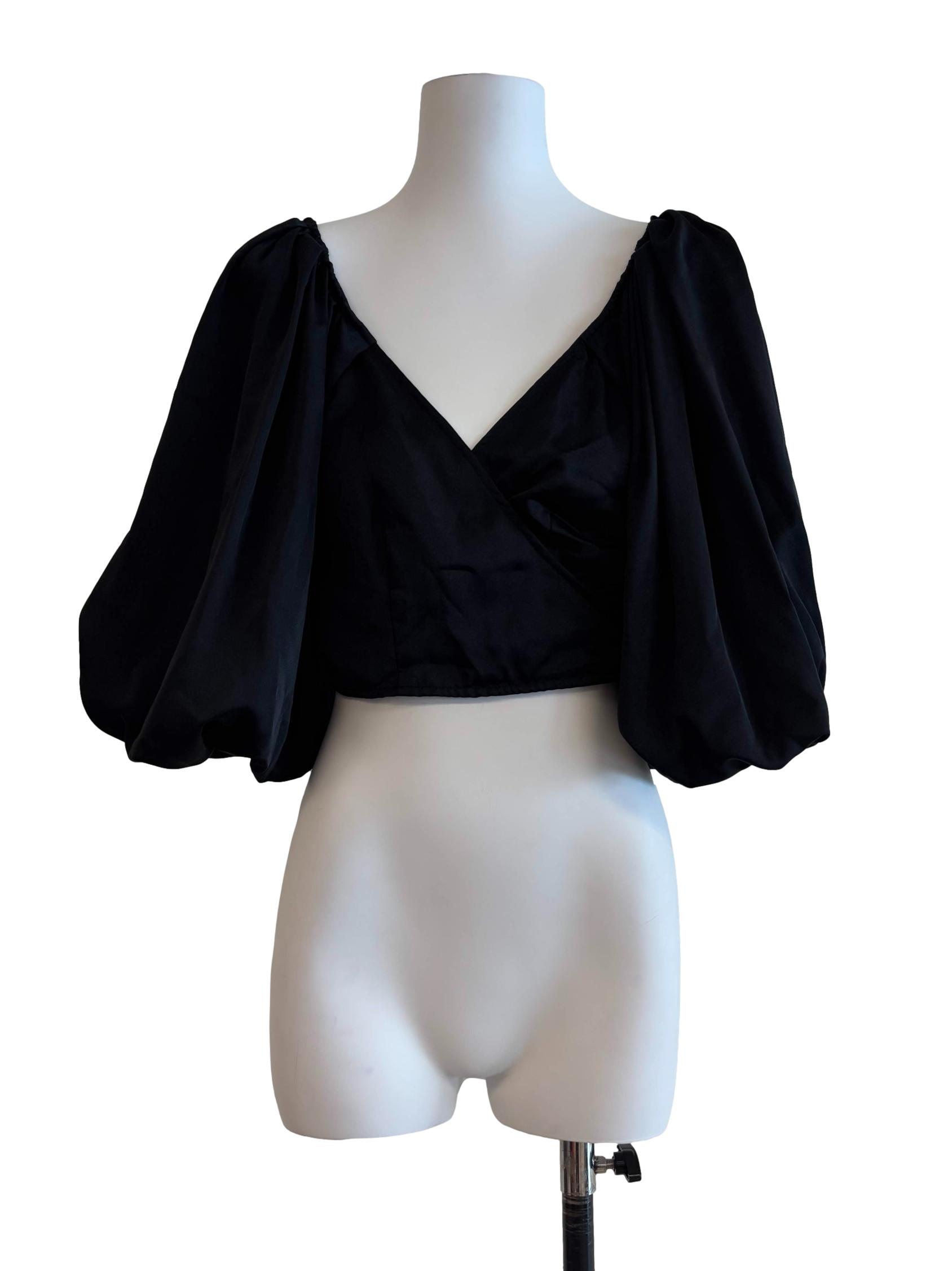 Parisian Black Sweetheart Wrap Top