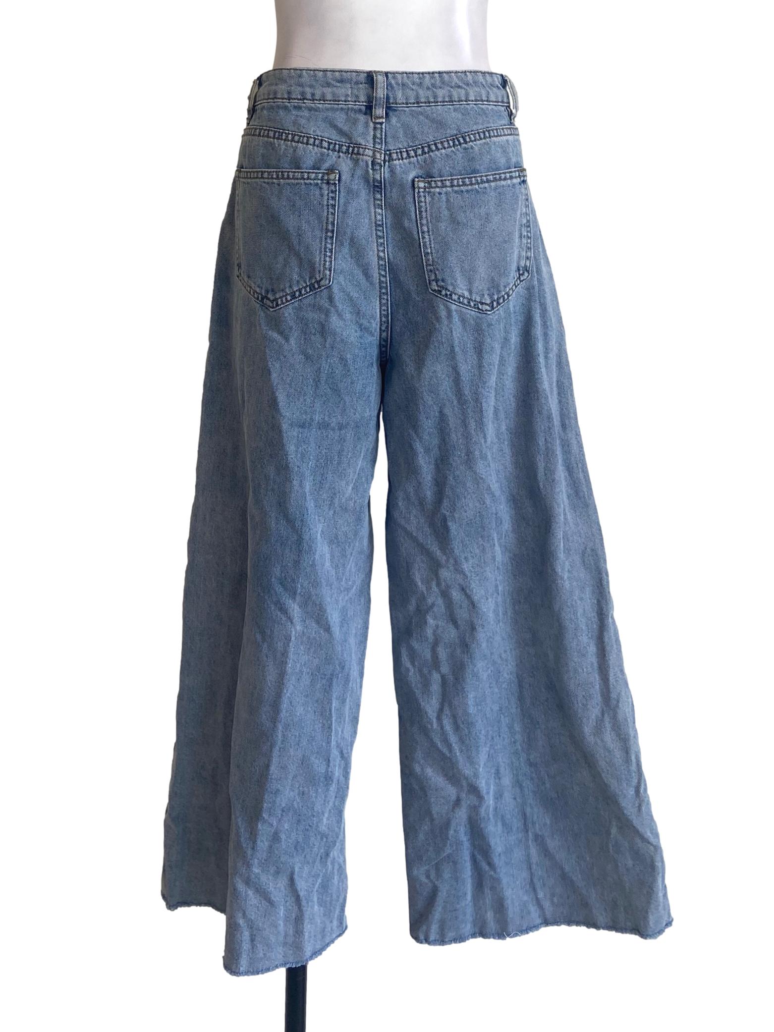 Blue Herringbone Straight Jeans