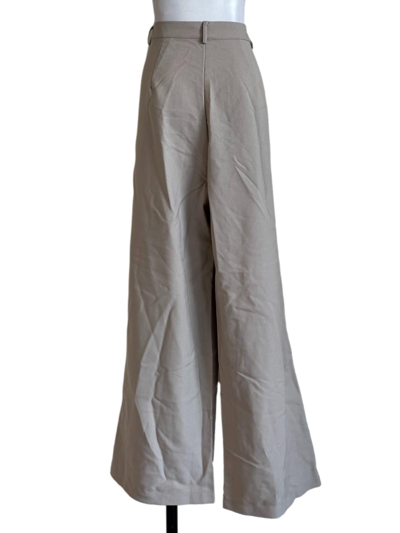 Beige Wide Leg Pants