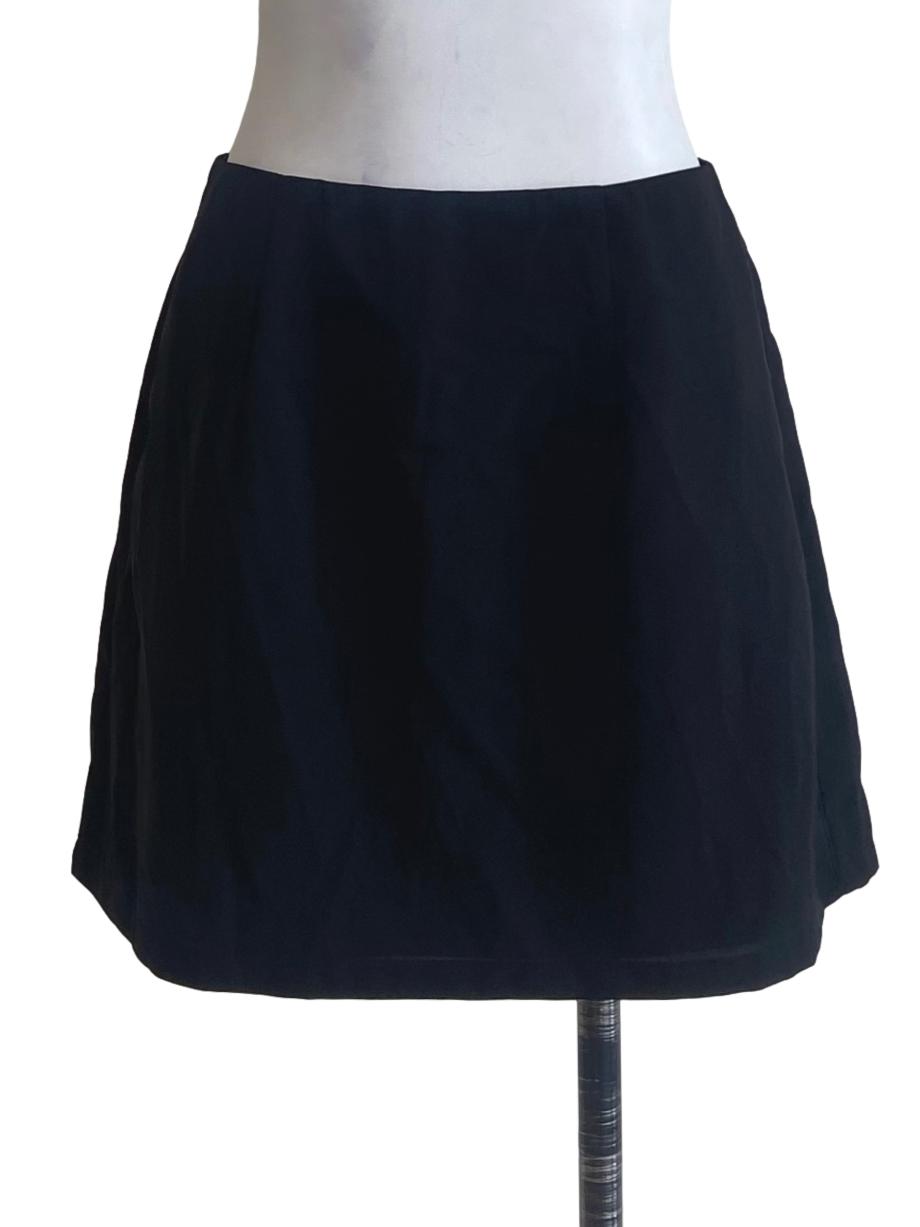 Black Herringbone Mini Skirt
