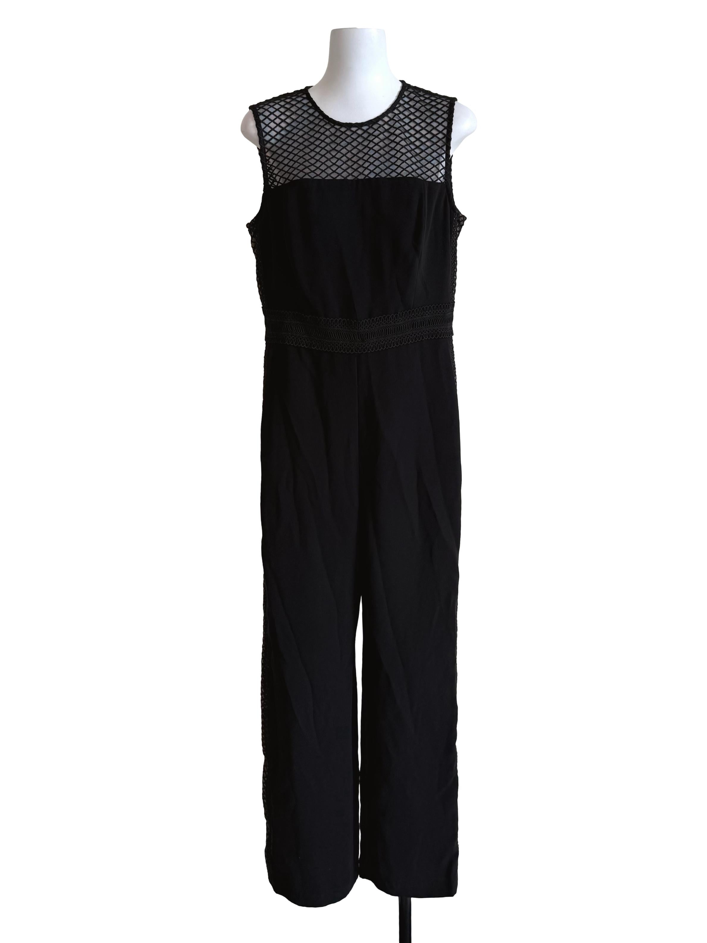 Black Lace Trace Sleeveless Jumpsuit