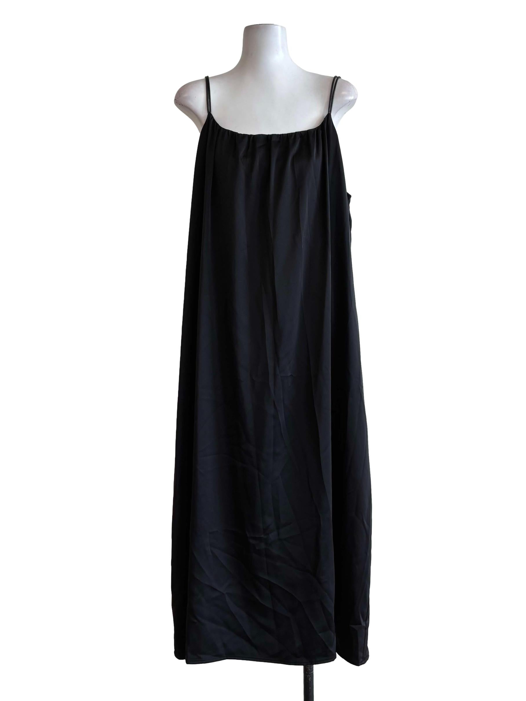 Black Spaghetti Strap Scoop Straight Dress