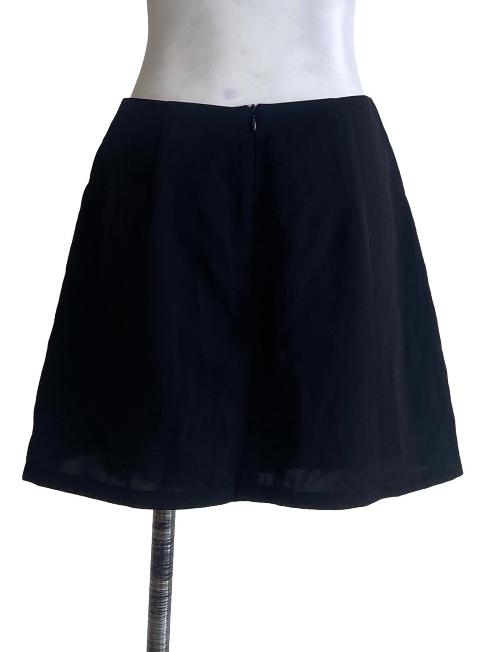 Black Herringbone Mini Skirt