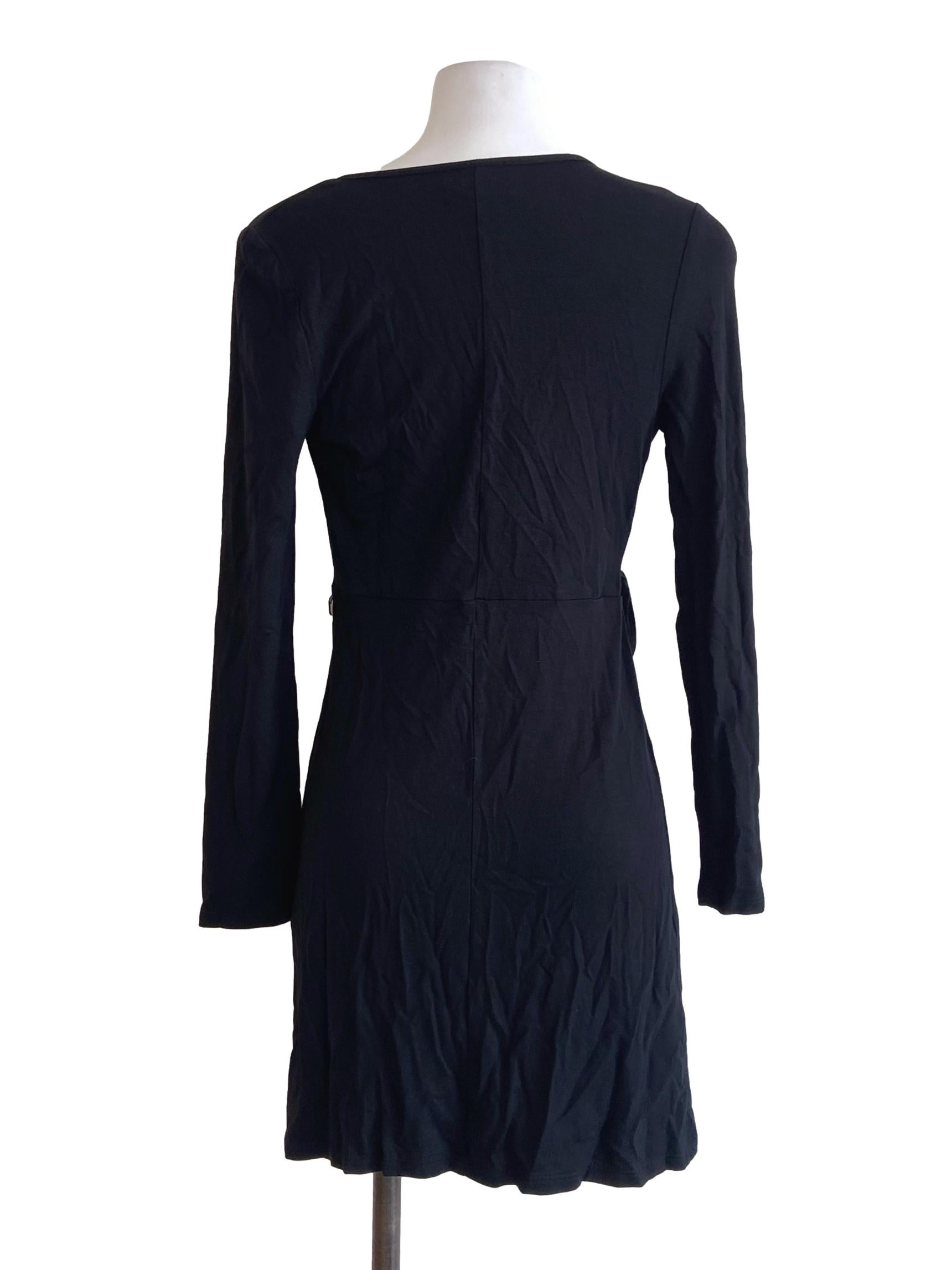 Black V Neck Wrap Dress