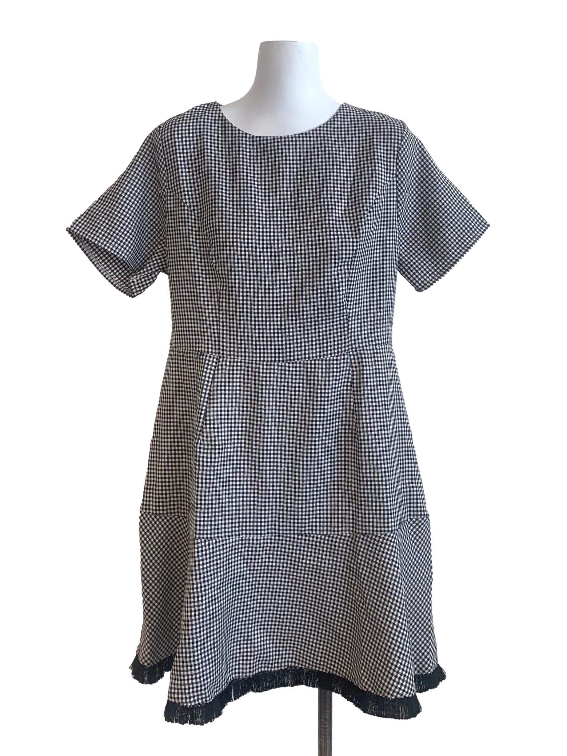 Black Gingham Pattern Dress