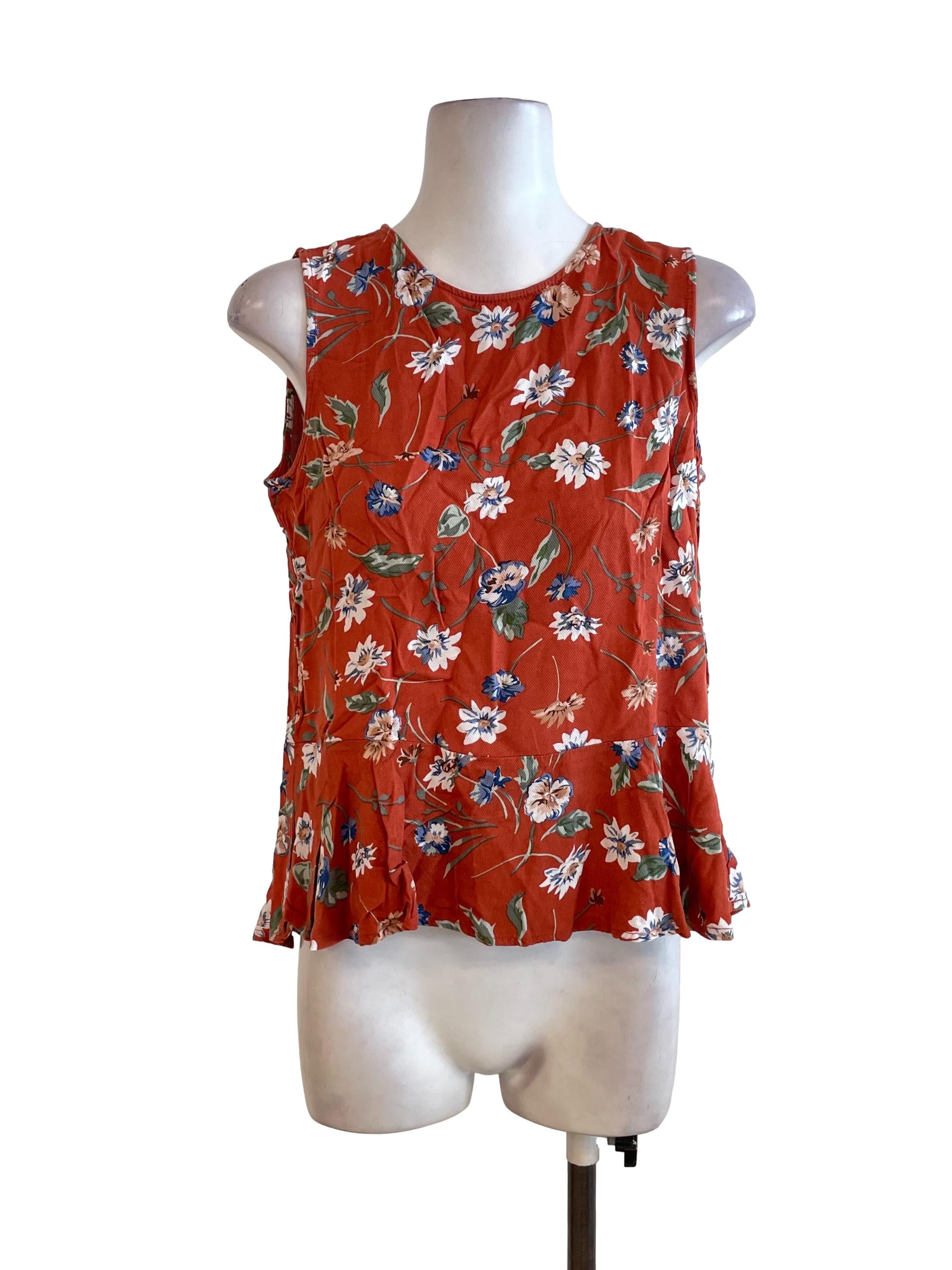 Orange Floral Peplum Top